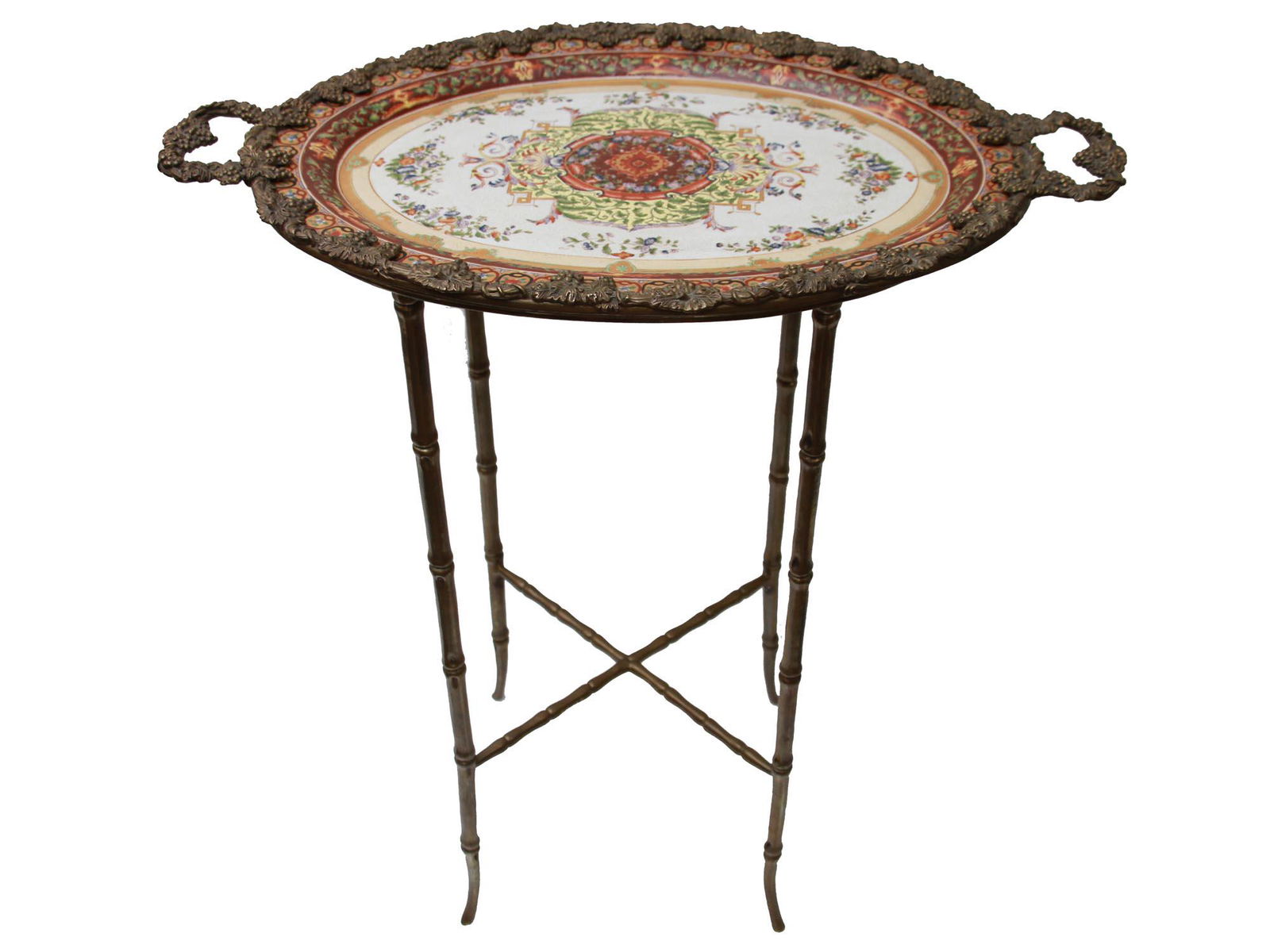 VINTAGE CASTILIAN PORCELAIN BRONZE TRAY AND STAND (1 of 7)