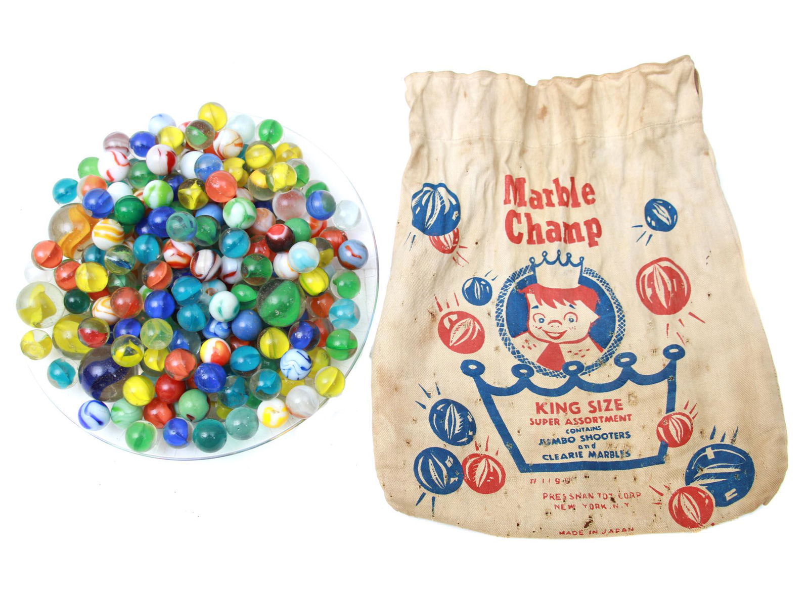 A SACK OF VINTAGE JAPANESE COLLECTION MARBLES (1 of 8)