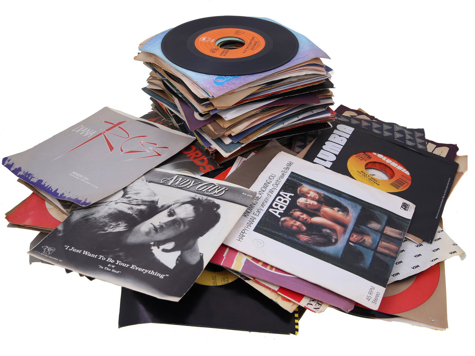 A CASE WITH VINTAGE VYNIL RECORDS (1 of 3)