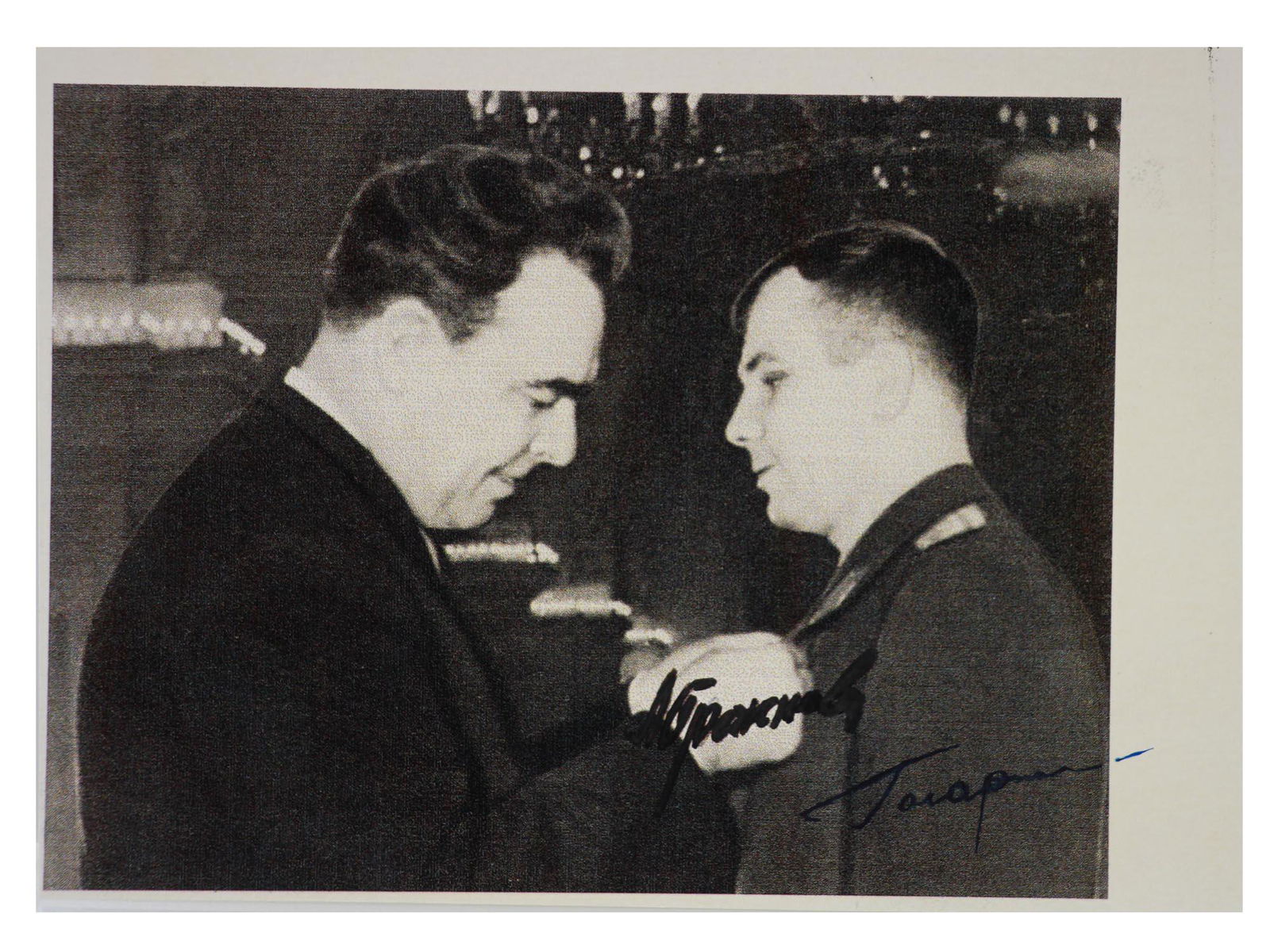 A SOVIET SIGNED PHOTO OF GAGARIN AND BREZHNEV (1 of 4)