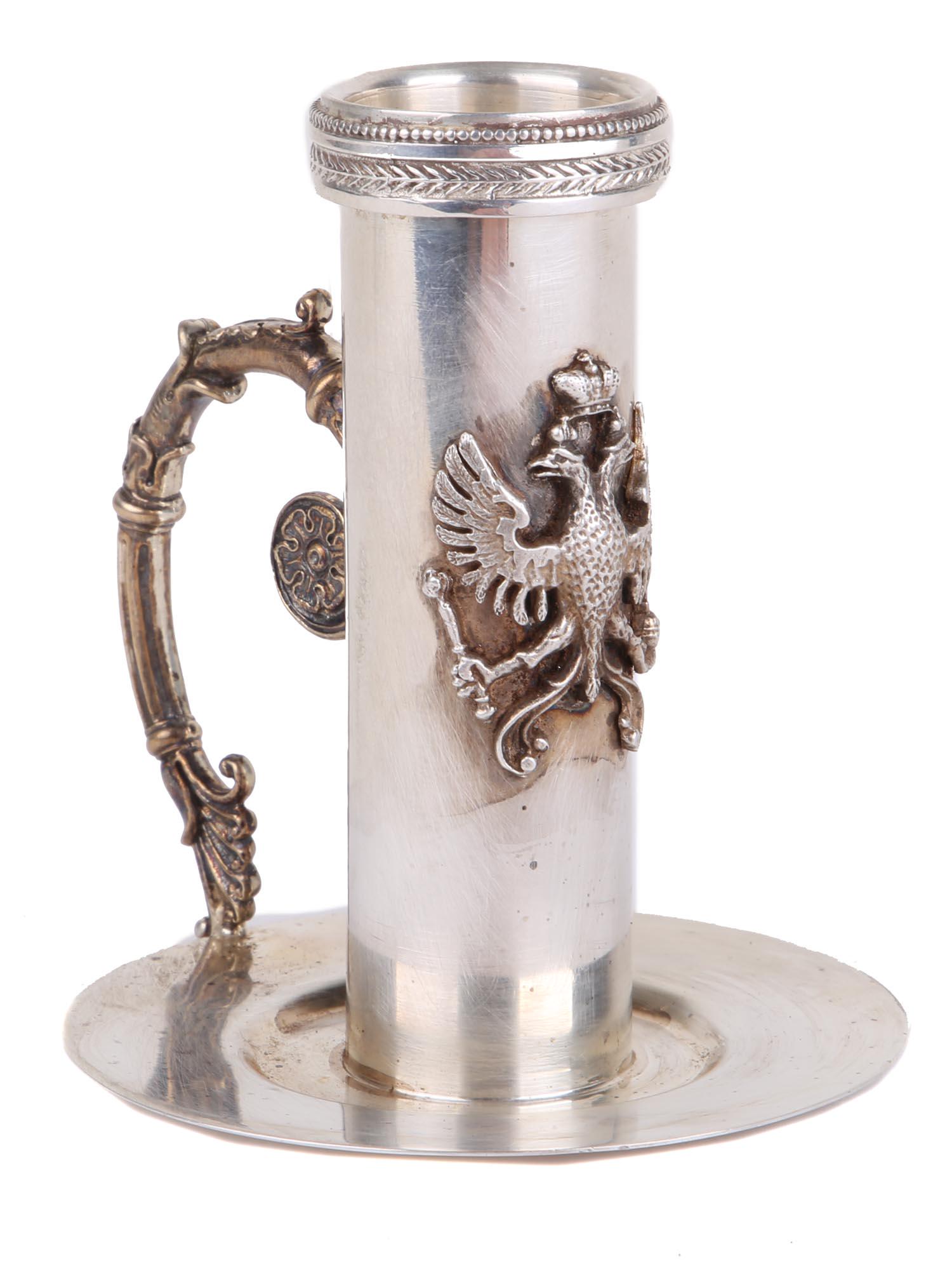 A RUSSIAN IMPERIAL WARRANT SILVER CANDLESTICK (1 of 7)