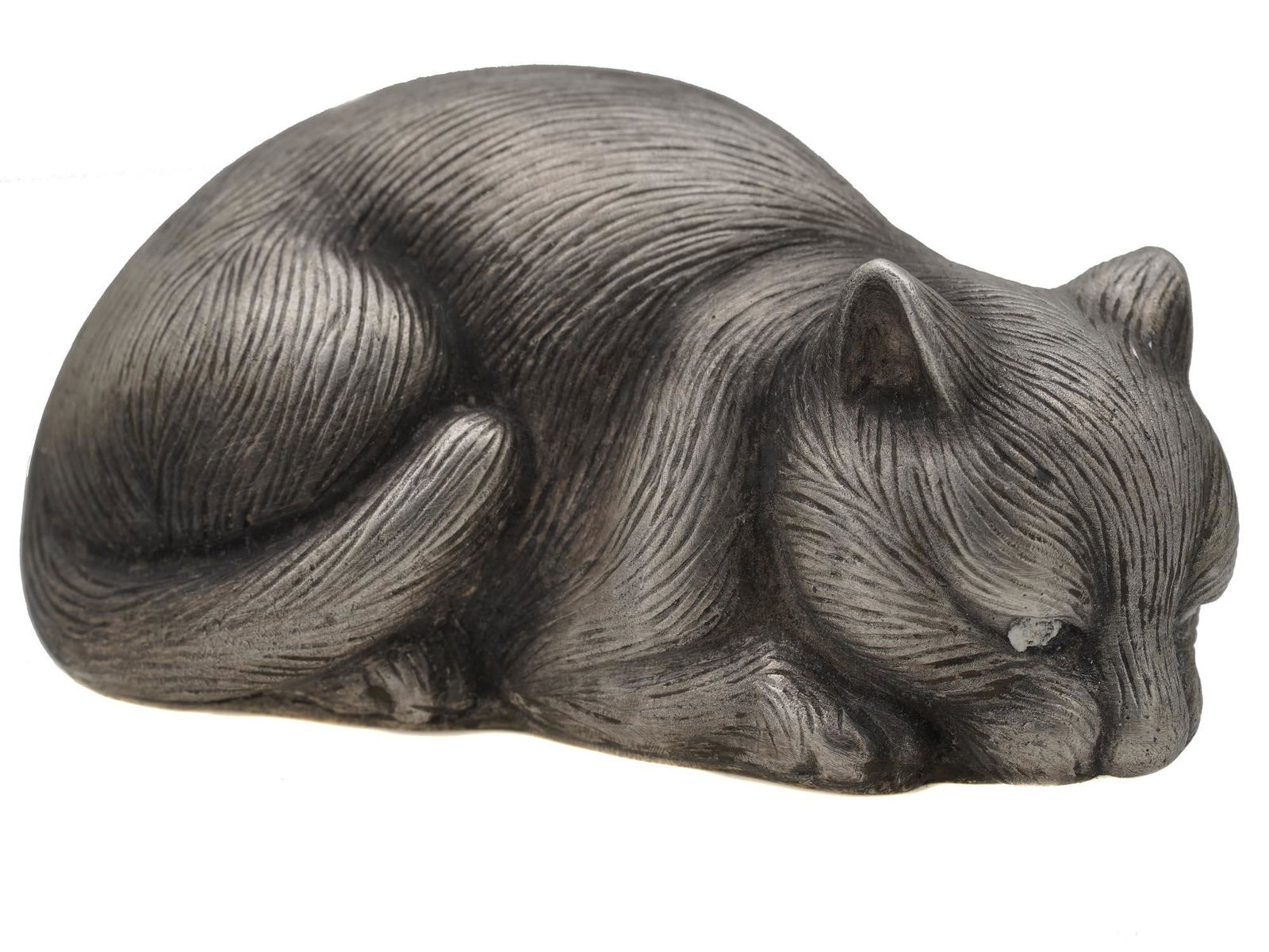 A RUSSIAN HAND CARVED SILVER CAT FIGURINE (1 of 7)