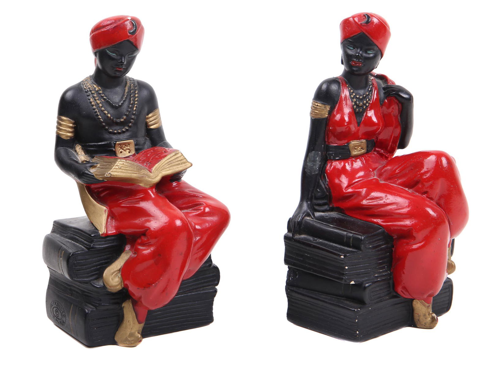 A PAIR OF ALEXANDER BACKER CO BOOKENDS FIGURINES (1 of 4)