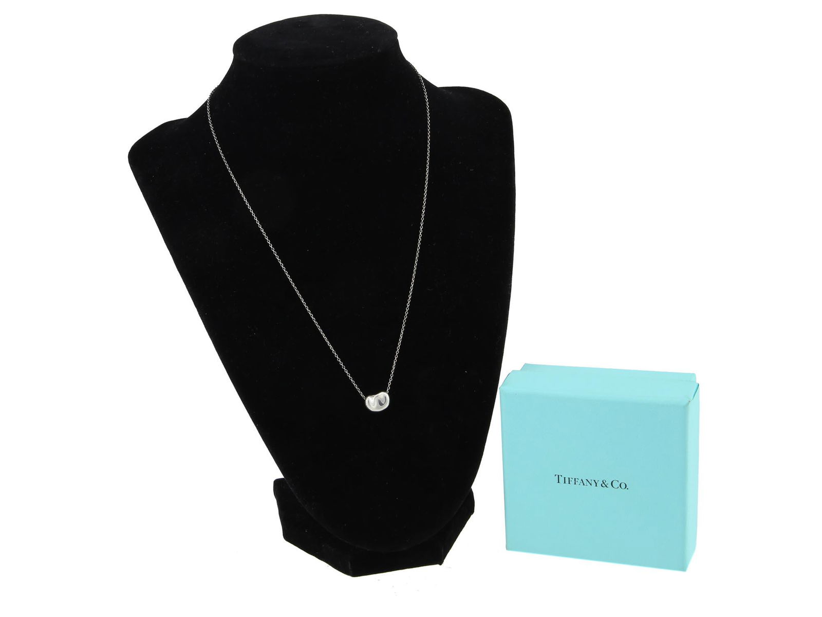 A TIFFANY & CO SILVER CHAIN NECKLACE BEAN PENDANT (1 of 6)