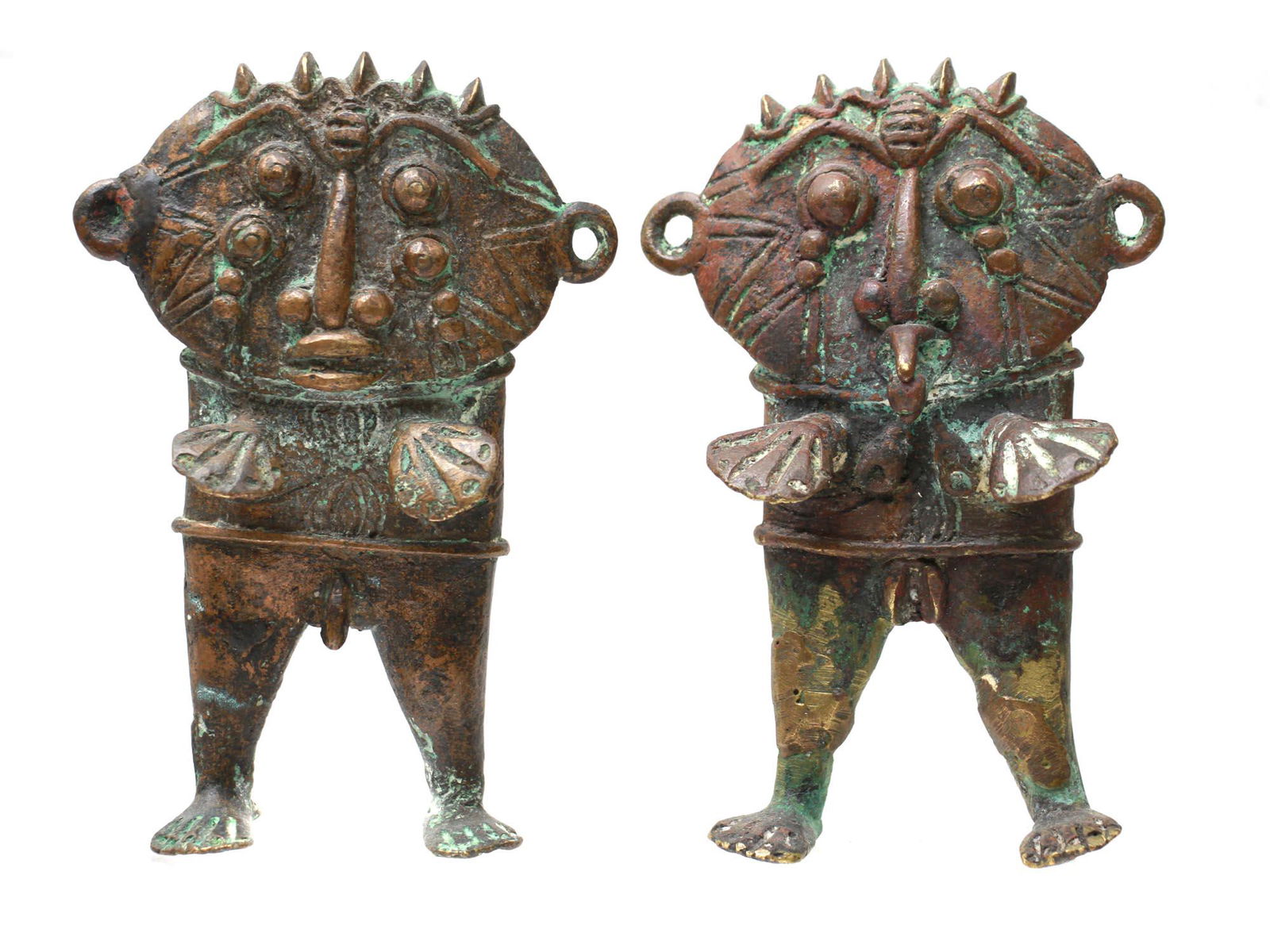A PAIR OF AFRICAN TIKAR CAMEROON BRONZE FIGURES (1 of 6)