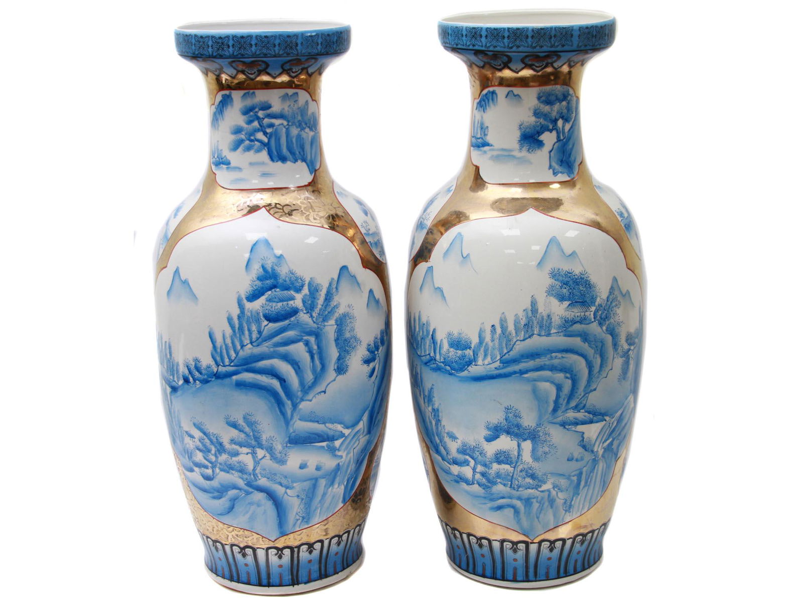 PAIR OF LARGE CHINESE HANDPAINTED PORCELAIN VASES (1 of 5)