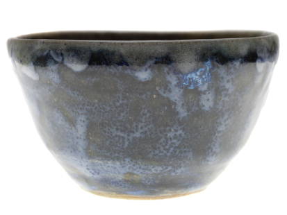 VINTAGE ARTISTIC GLAZED CERAMIC BOWL LEA HALPERN: Lea Halpern (Dutch, American, 1901-1985) artistic ceramic bowl covered with shiny glaze in brown and dark blue shades. Signed by the artist, L. Halpern, and numbered, 195, on the bottom. Circa 1920s -