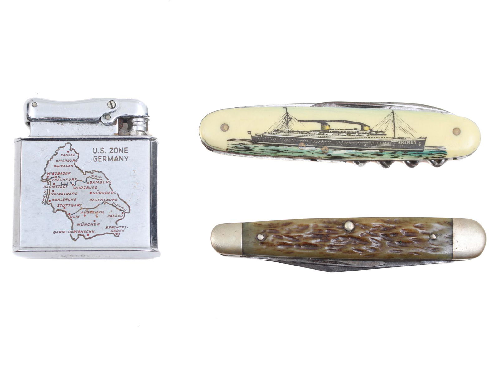 A SET OF TWO POCKET KNIVES AND MONOPOL LIGHTER (1 of 10)