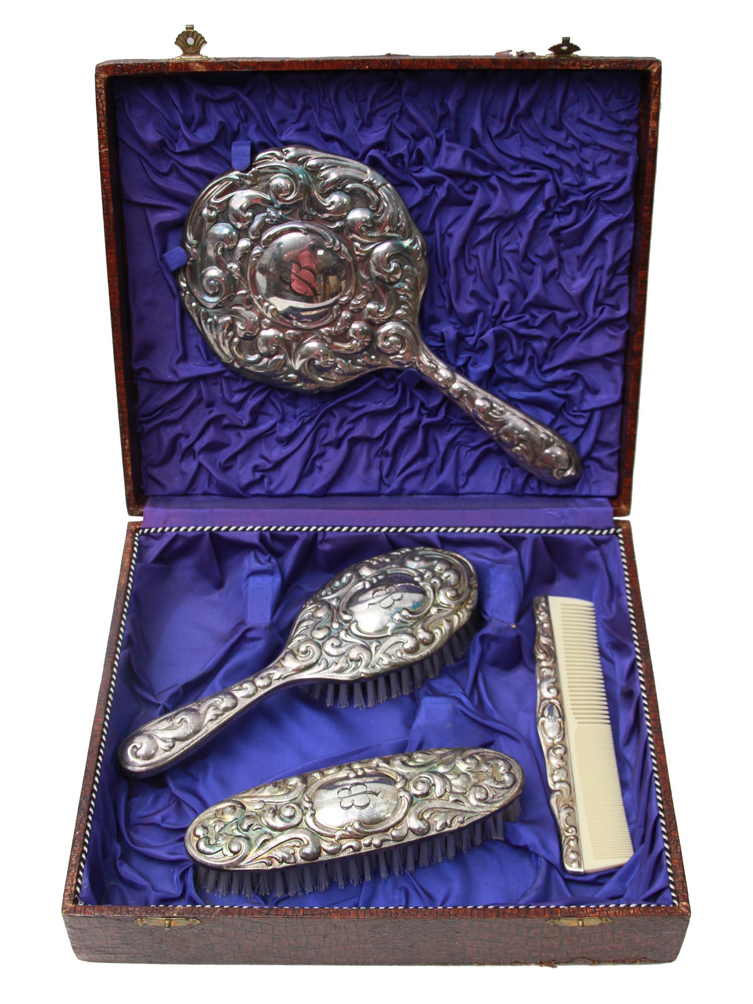 WWII SET OF FOUR EVA BRAUN MONOGRAM VANITY PIECES (1 of 9)