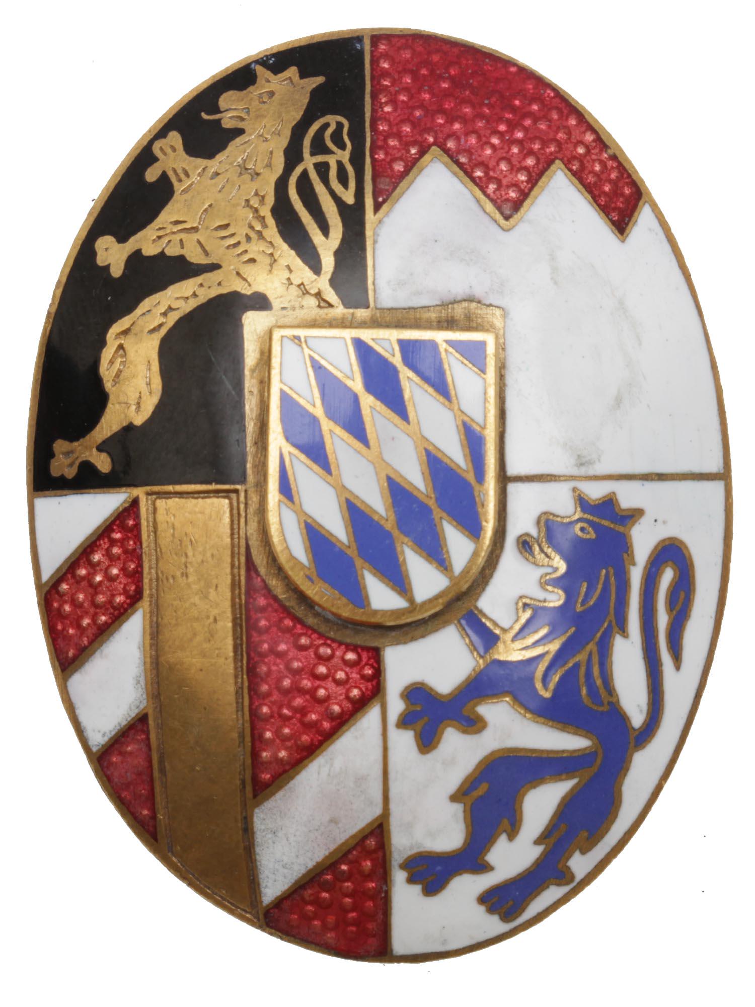 A 19TH BAVARIAN GENERALS HELMET ENAMEL EMBLEM (1 of 3)