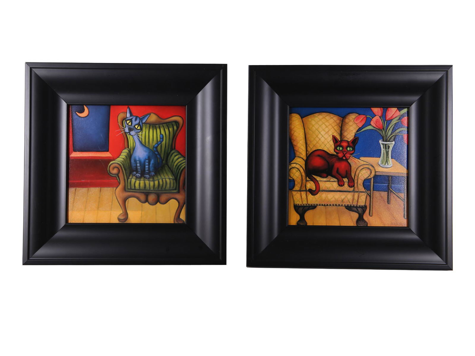 A PAIR OF ART PRINTS WITH CATS BY WILL RAFUSE (1 of 6)