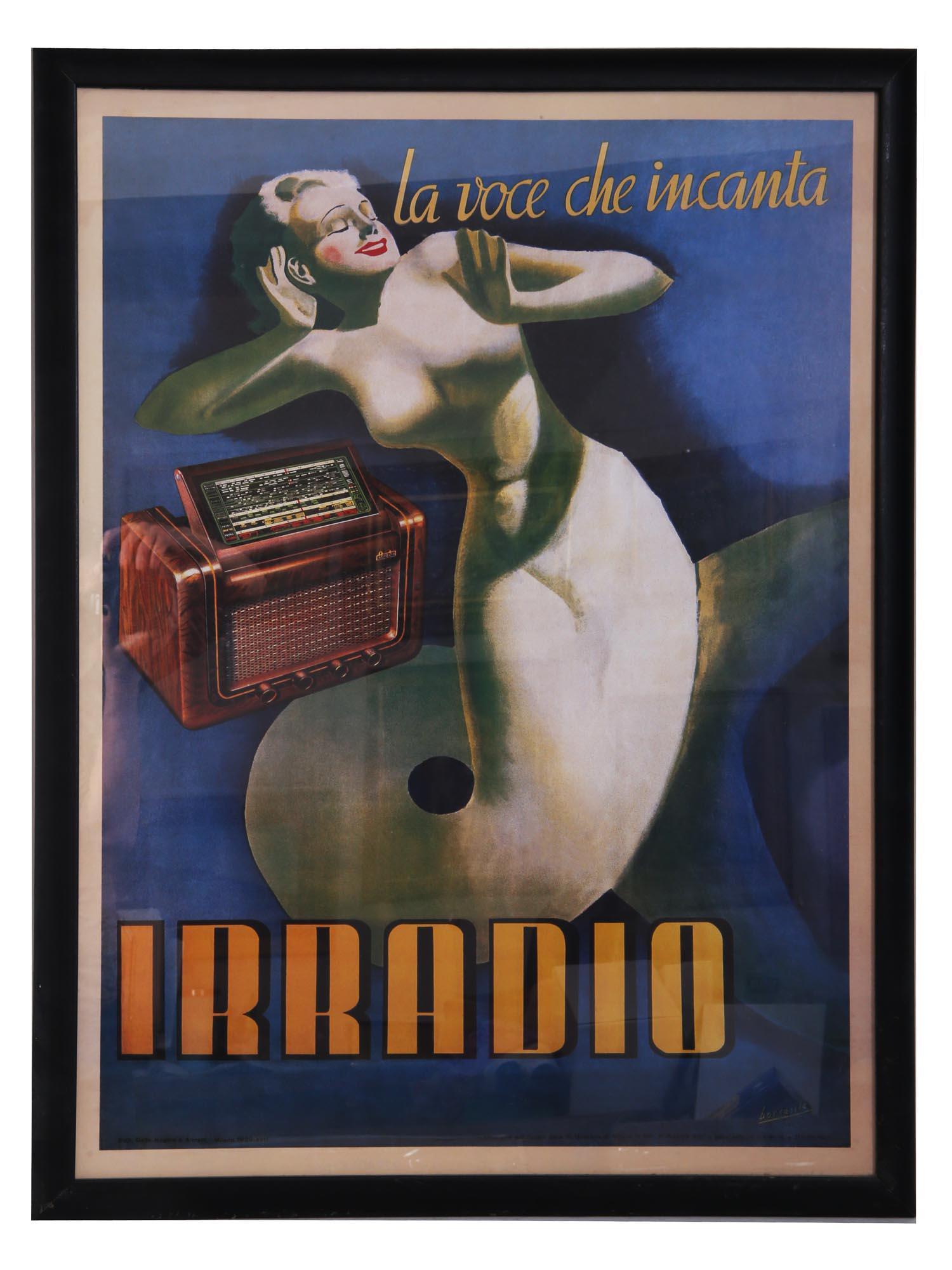 VINTAGE LITHOGRAPH POSTER RADIO BY GINO BOCCASILE (1 of 3)