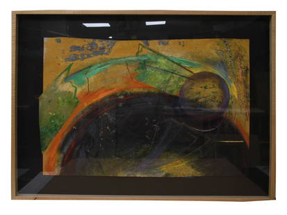 AMERICAN MIXED MEDIA PAINTING BY TODD SILER: Todd Siler (American, born 1953) mixed media painting on synthetic canvas, Centripetal Force of Thought, 1986-1987. Signed, titled and dated, on verso. Framed. The original label of Ronald Feldman Fin