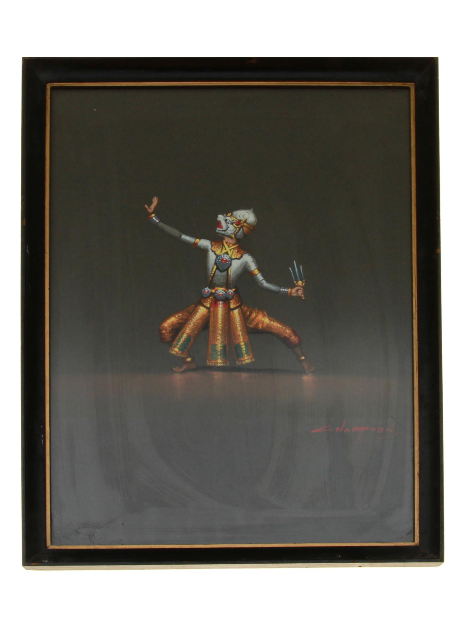 A VINTAGE PAINTING OF THAI DANCER BY CHAROEN (1 of 5)
