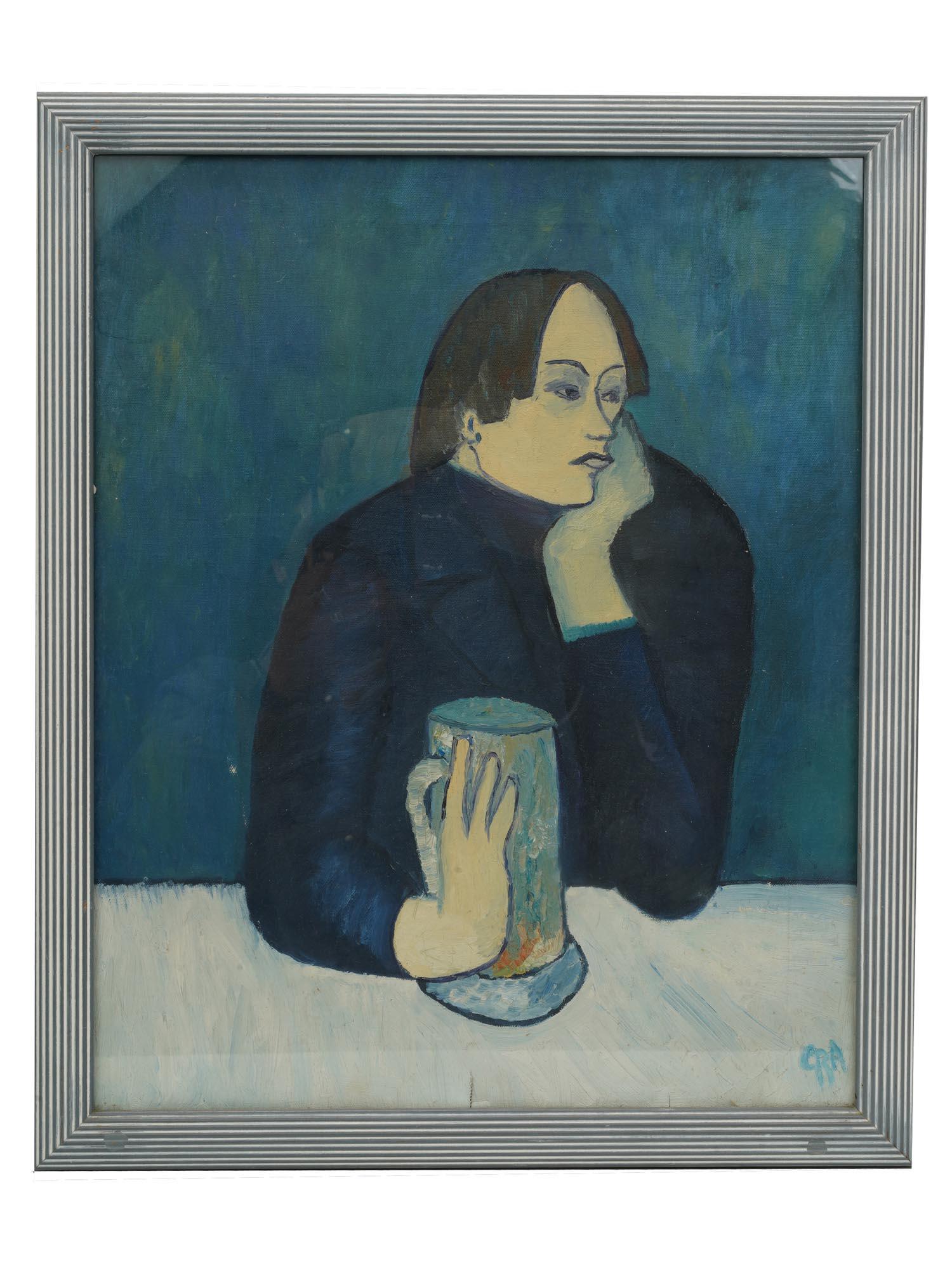 AFTER PABLO PICASSO OIL PAINTING PORTRAIT SIGNED (1 of 3)