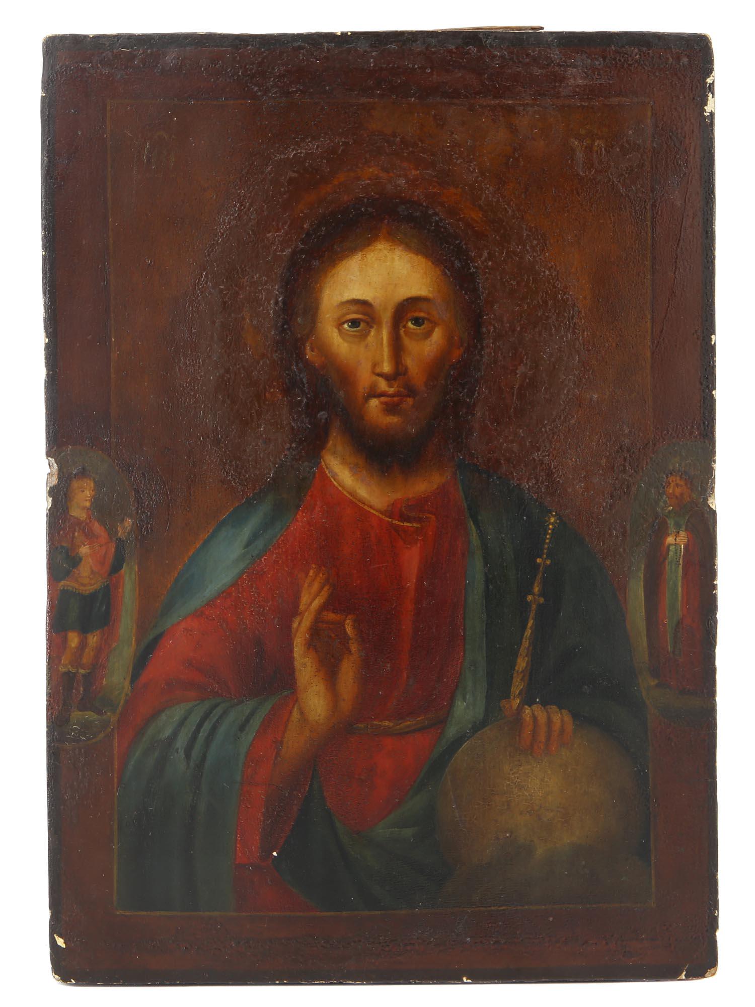 AN ANTIQUE RUSSIAN ICON CHRIST PANTOCRATOR 19TH C (1 of 7)