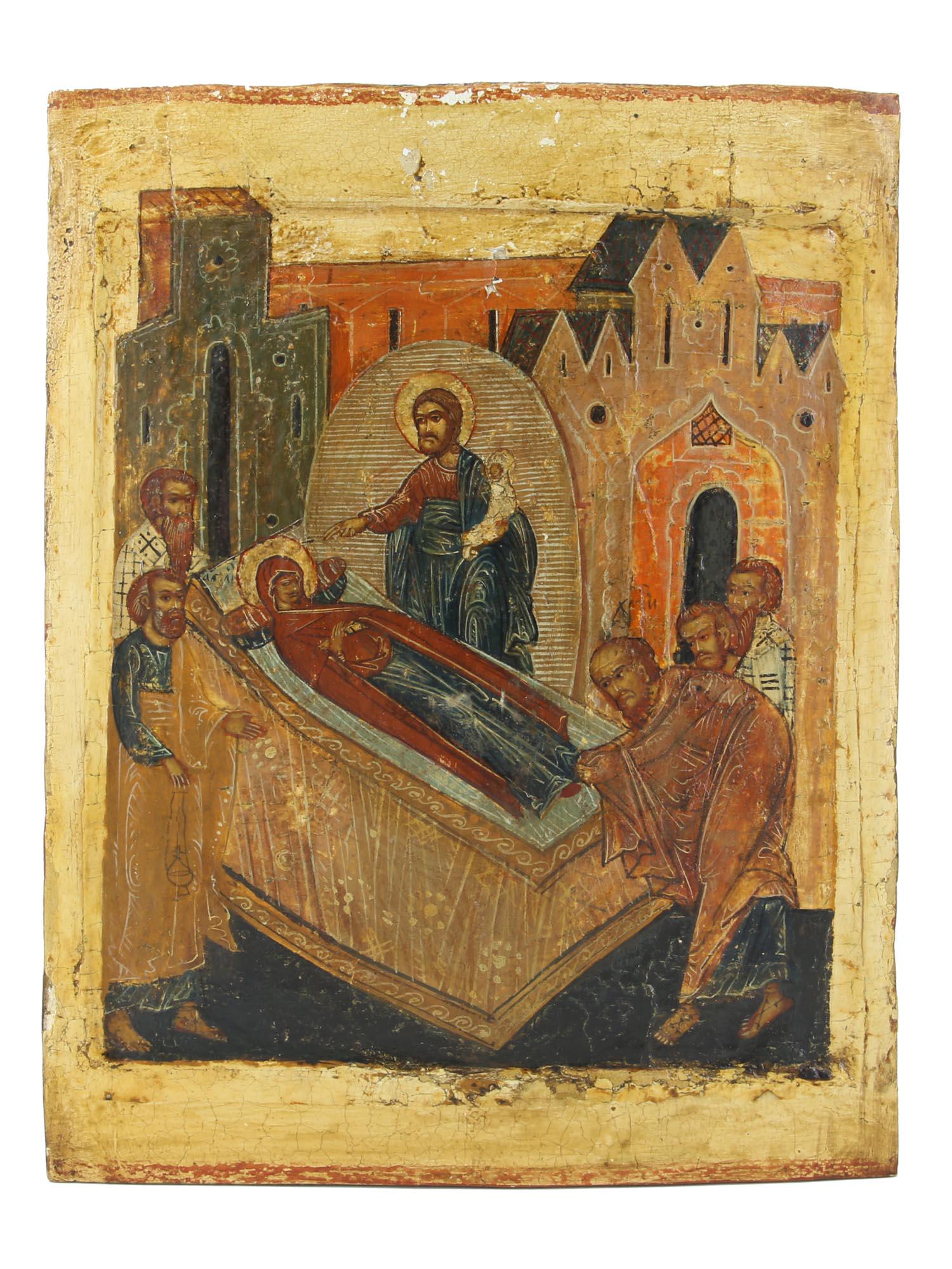 ANTIQUE RUSSIAN ICON OF ASSUMPTION OF MOTHER GOD (1 of 6)