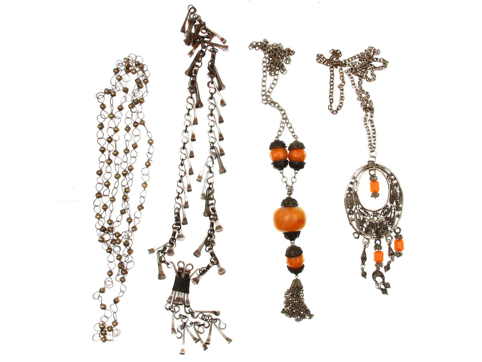 LOT OF FOUR VINTAGE NECKLACES IN ETHNIC STYLE (1 of 5)