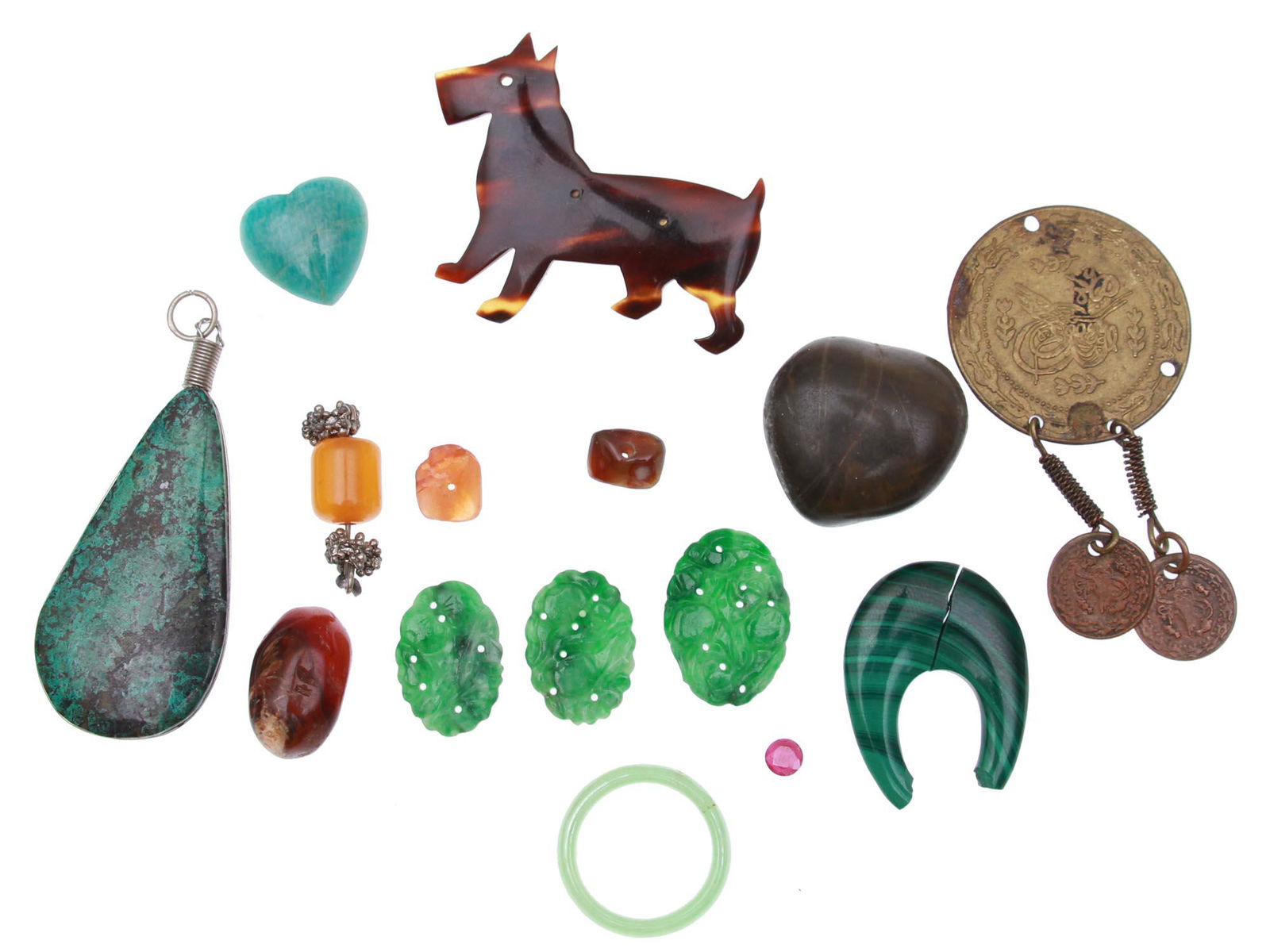 A LOT OF VINTAGE JEWELRY NATURAL STONE PIECES & (1 of 2)