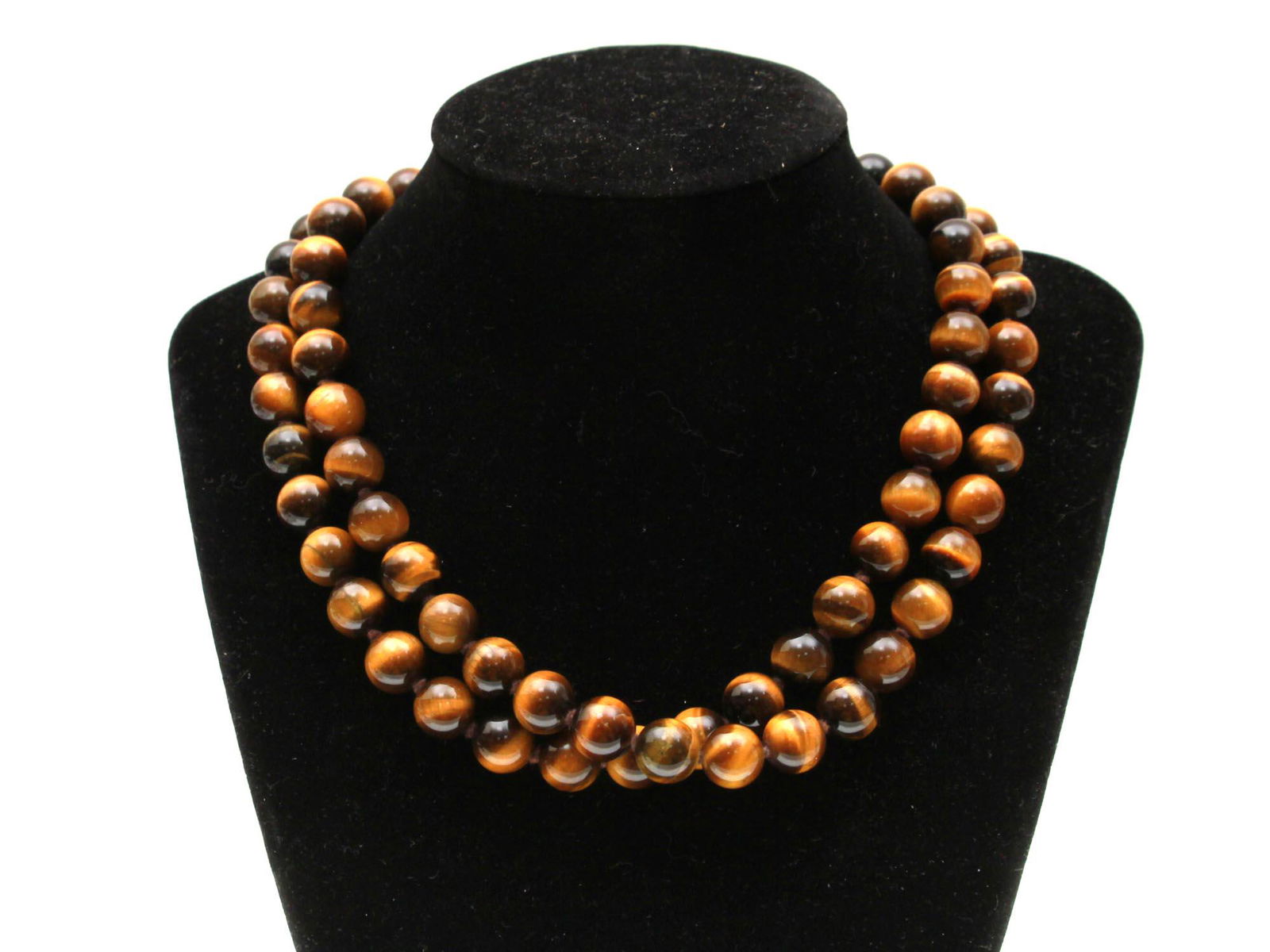A VINTAGE CUSTOM JEWELRY TIGER EYE GOLD NECKLACE (1 of 5)