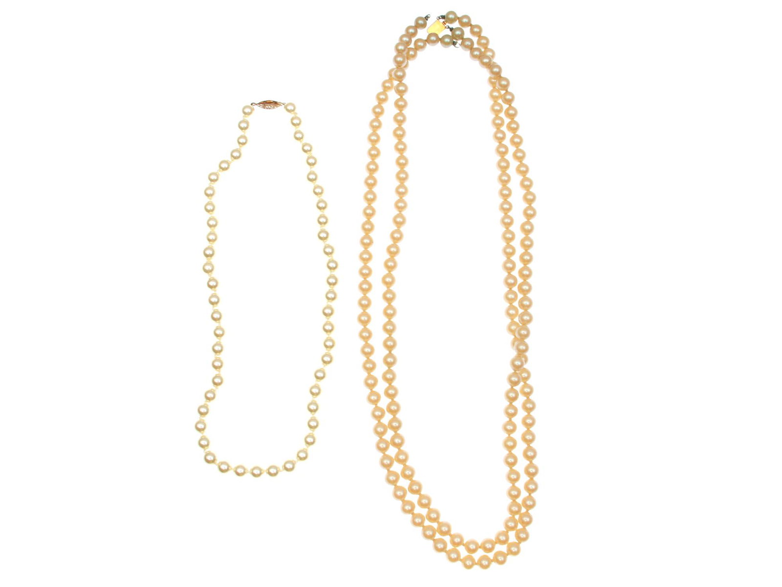 TWO VINTAGE CUSTOM JEWELRY PEARL NECKLACES (1 of 5)