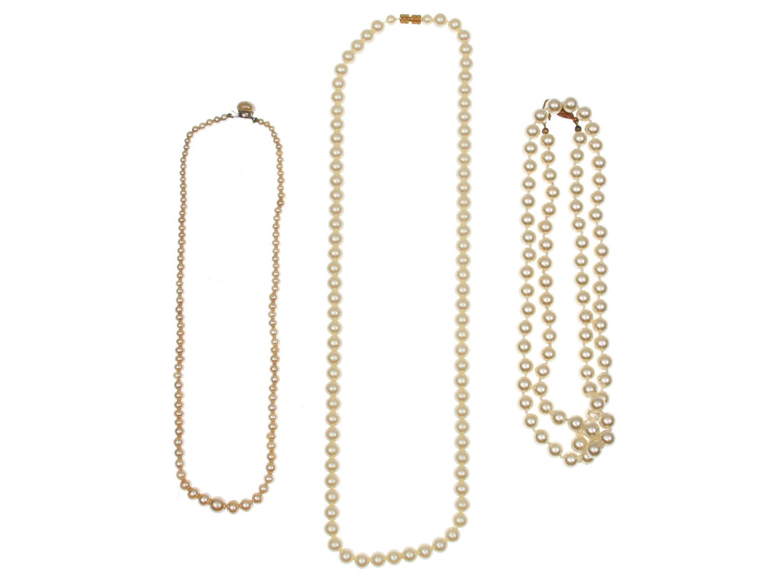 A LOT OF 3 VINTAGE NECKLACES GENUINE PEARL (1 of 8)