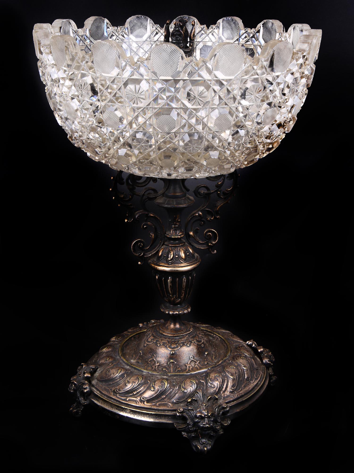 AN ANTIQUE RUSSIAN SLIVER PLATED CUT GLASS VASE (1 of 9)
