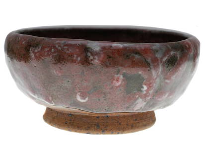 VINTAGE ARTISTIC GLAZED CERAMIC BOWL LEA HALPERN: Lea Halpern (Dutch, American, 1901-1985) artistic ceramic bowl covered with volcanic or lava glaze in red and black shades. Signed by the artist, L. Halpern, and numbered on the bottom. Circa 1920s -