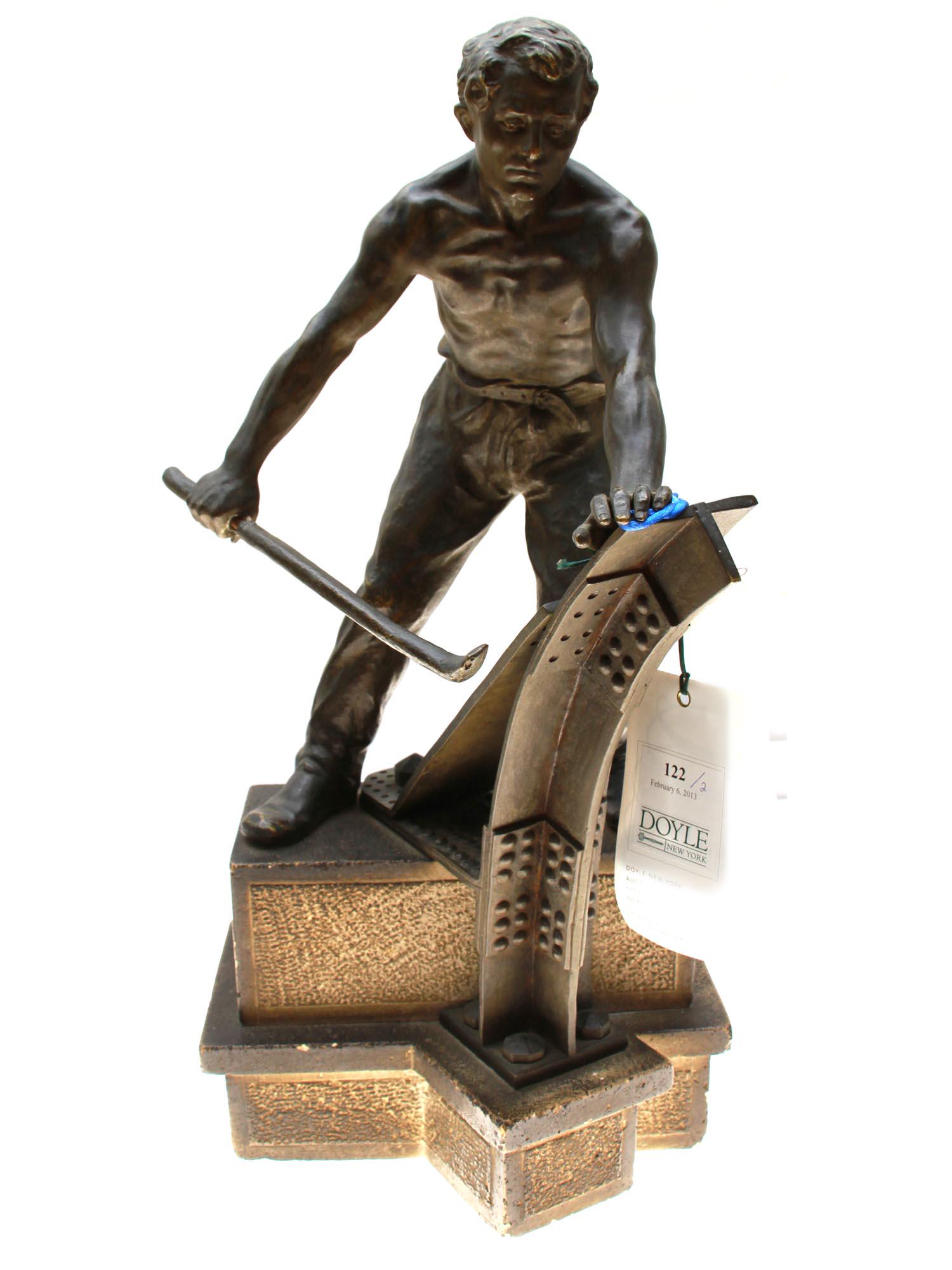 A VINTAGE EUROPEAN BRONZE FIGURE OF A WORKING MAN (1 of 8)