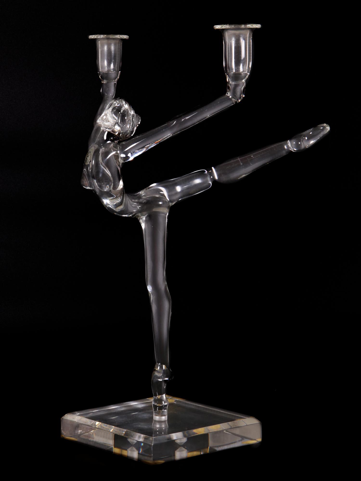 A CLEAR GLASS BALLERINA DANCER CANDLE HOLDERS (1 of 7)