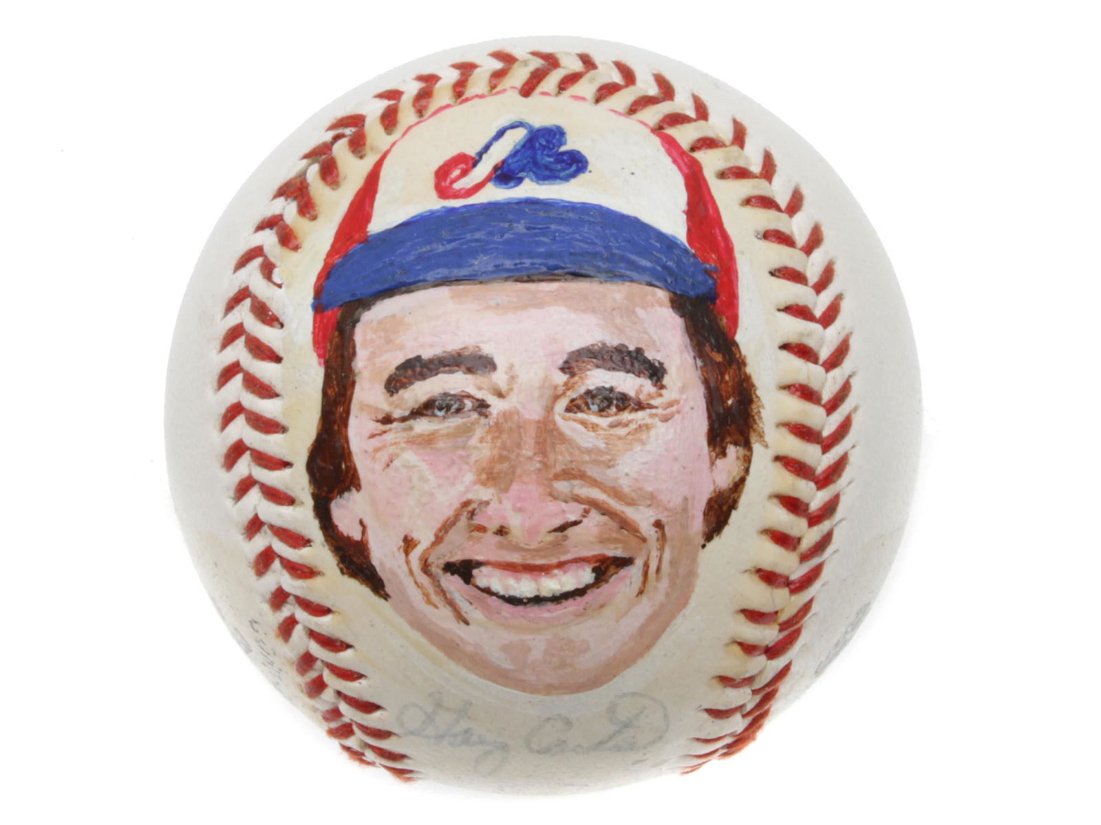 VINTAGE BASEBALL PLAYER PORTRAIT AUTOGRAPHED BALL (1 of 5)