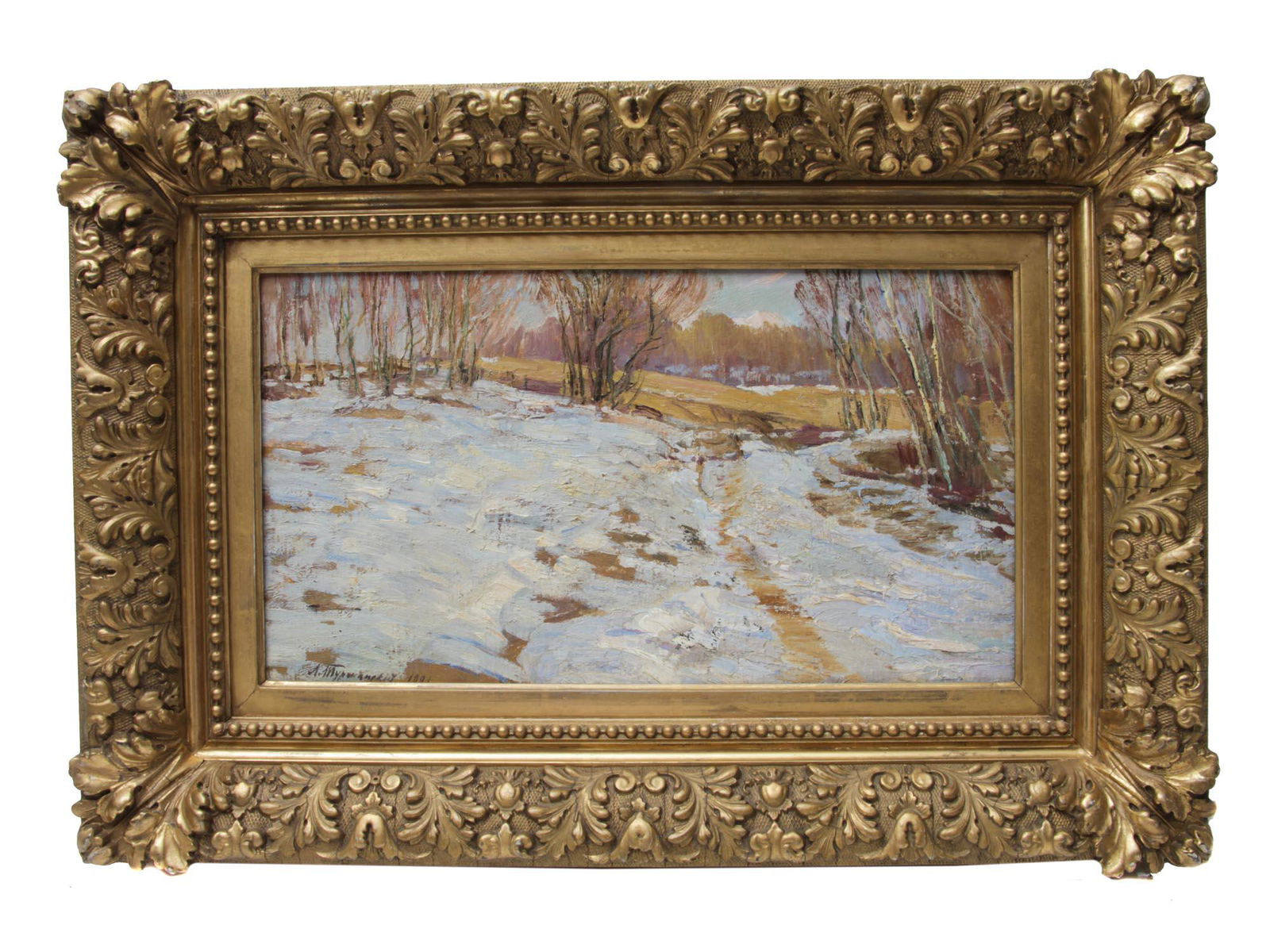 RUSSIAN OIL PAINTING ON BOARD BY TOURJANSKI SNOW (1 of 4)