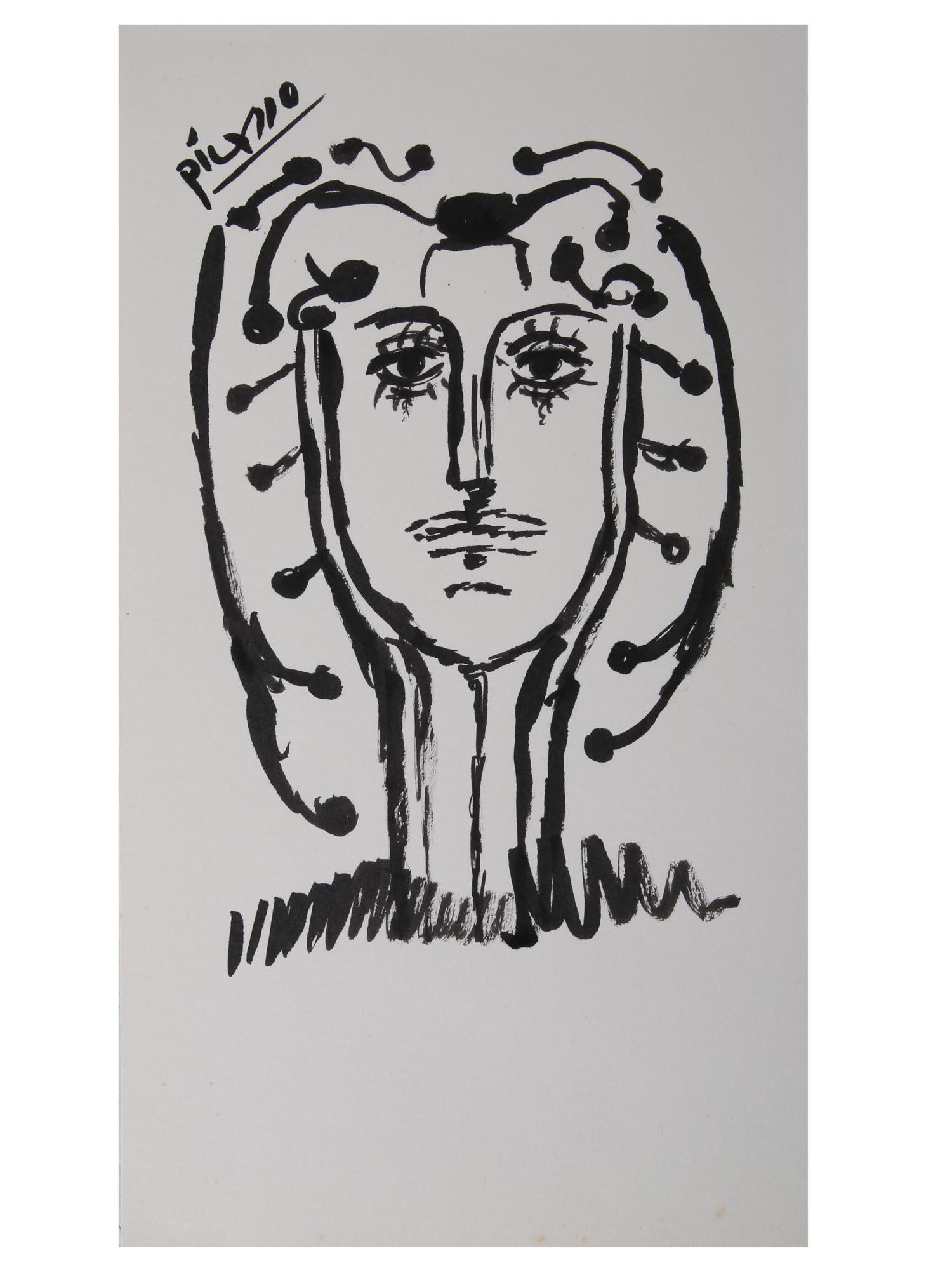 AN INK PAINTING PORTRAIT AFTER PABLO PICASSO (1 of 3)