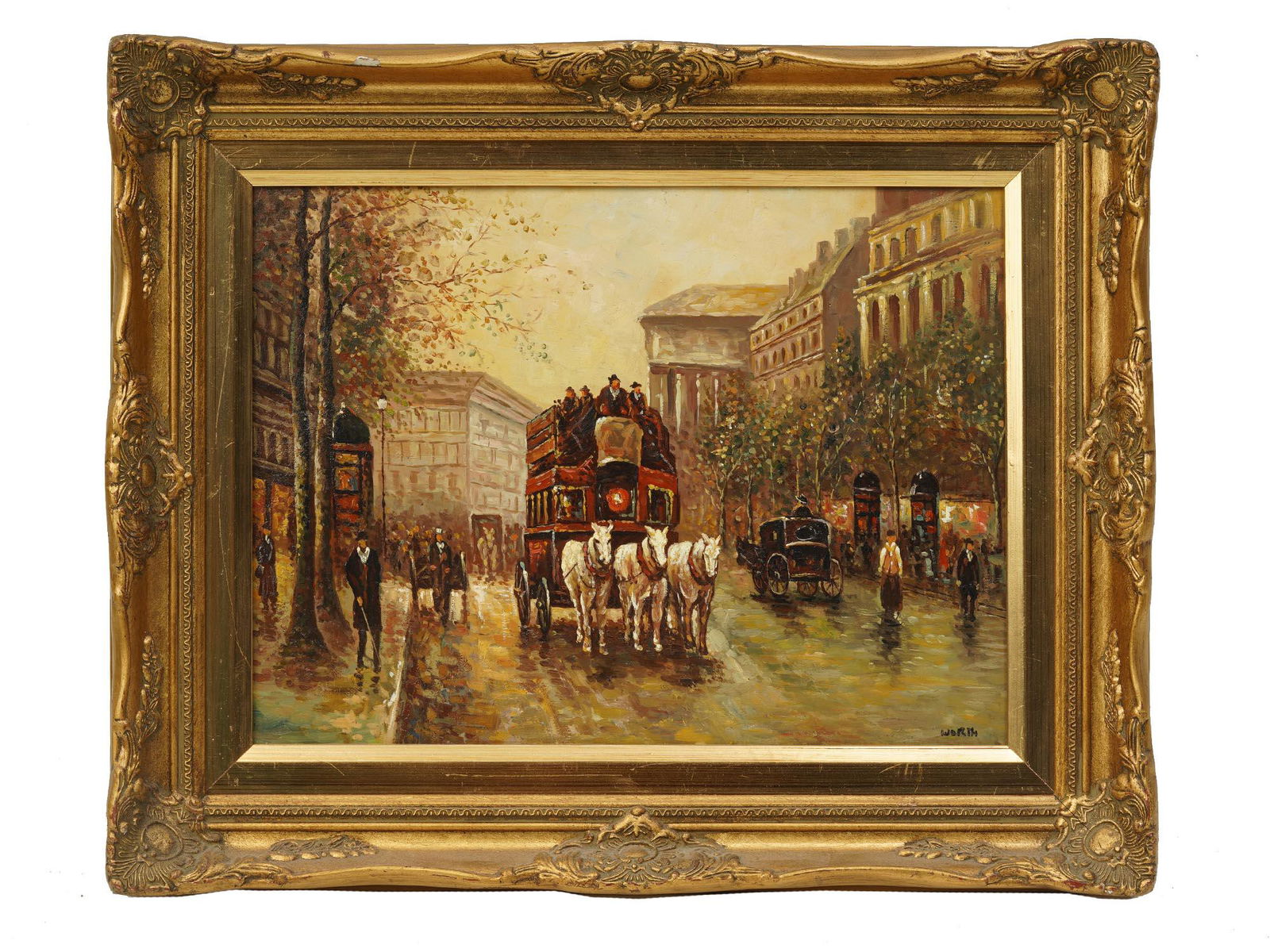 AFTER ALBERT MUNGHARD OIL PAINTING HORSES SIGNED (1 of 4)