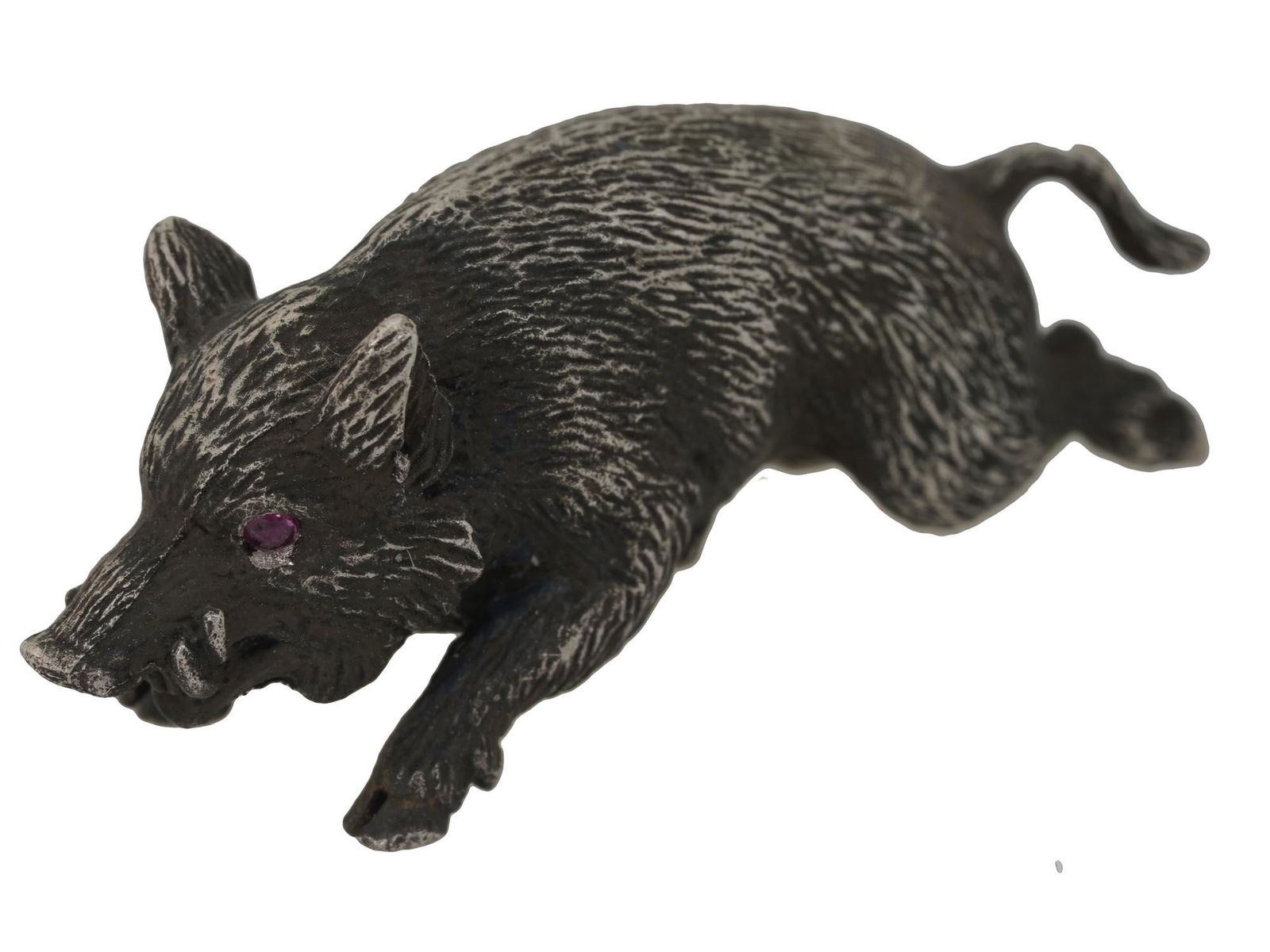 A RUSSIAN HAND CARVED SILVER BOAR FIGURINE (1 of 8)