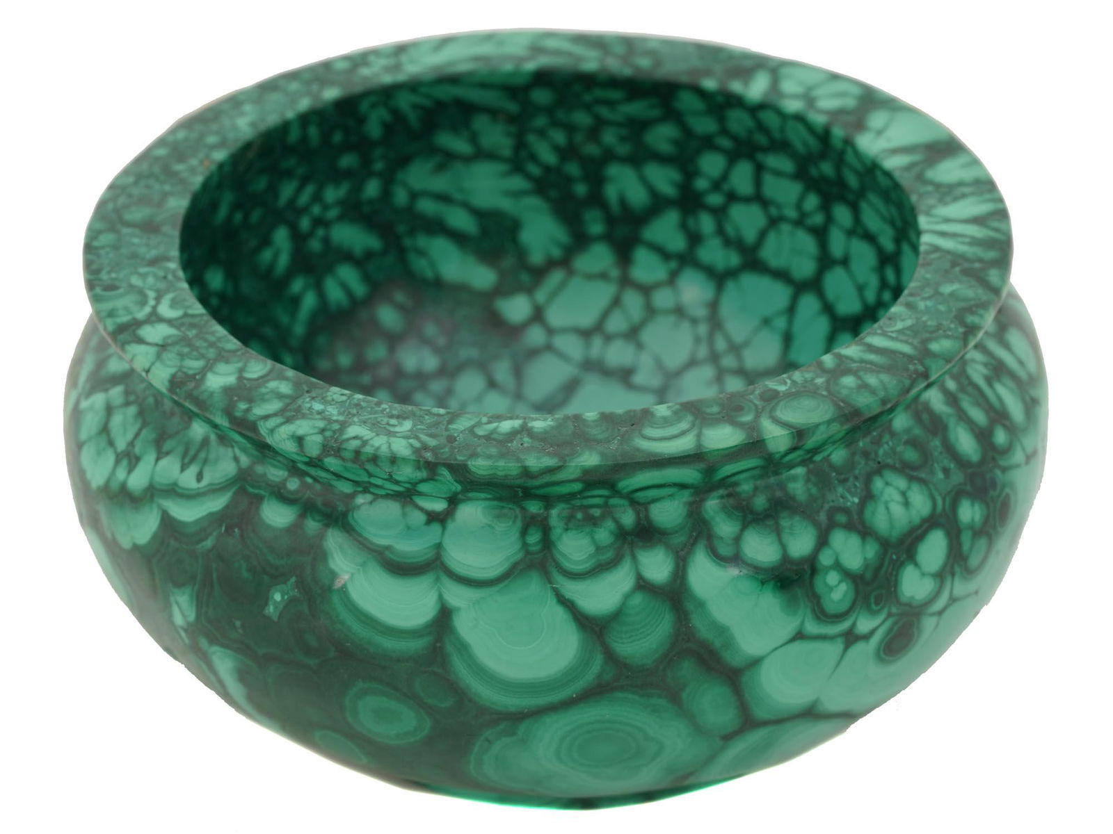 A RUSSIAN HAND CARVED MALACHITE BOWL (1 of 7)