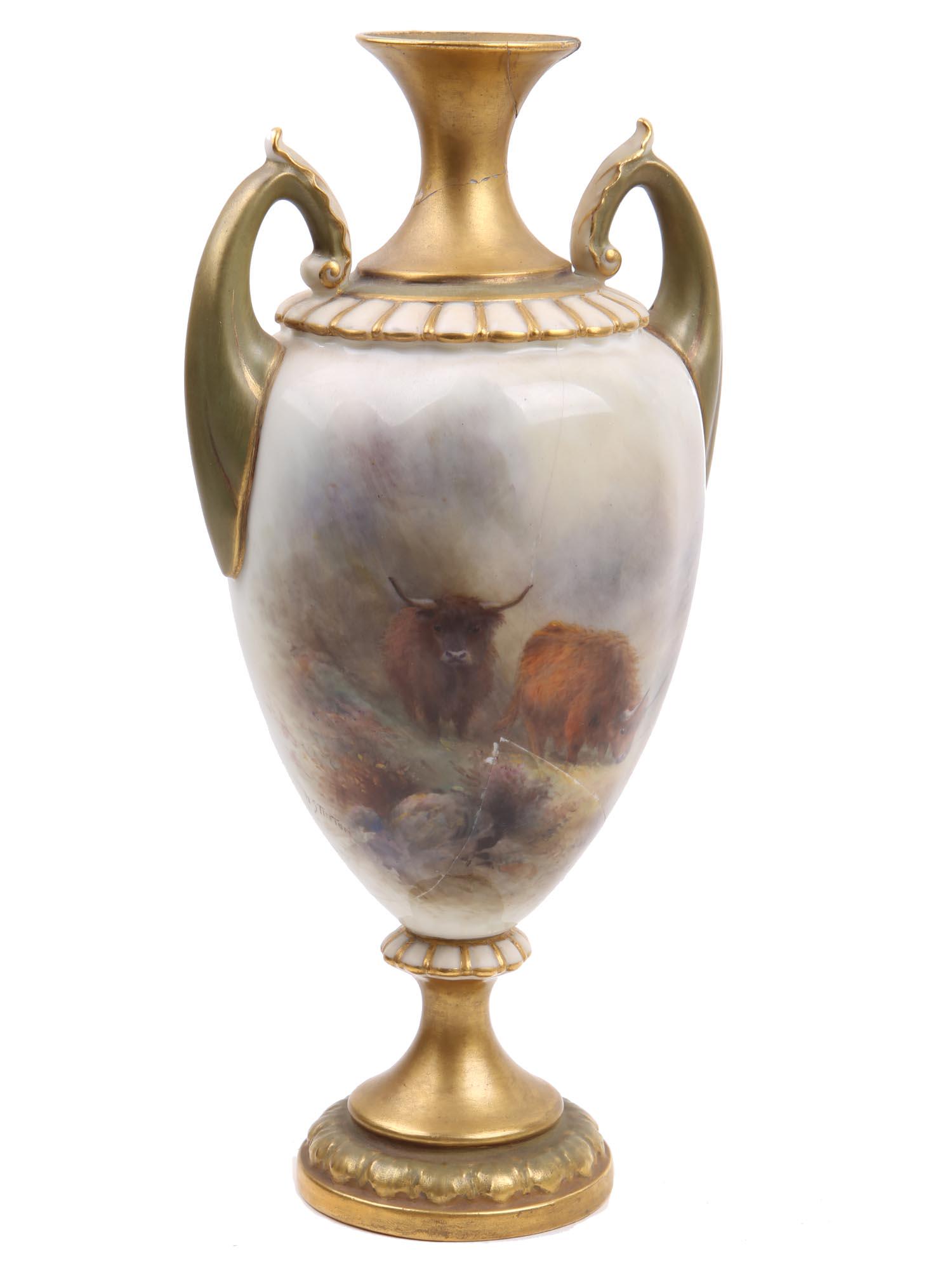 A ROYAL WORCESTER STINTON PORCELAIN AMPHORA VASE (1 of 7)