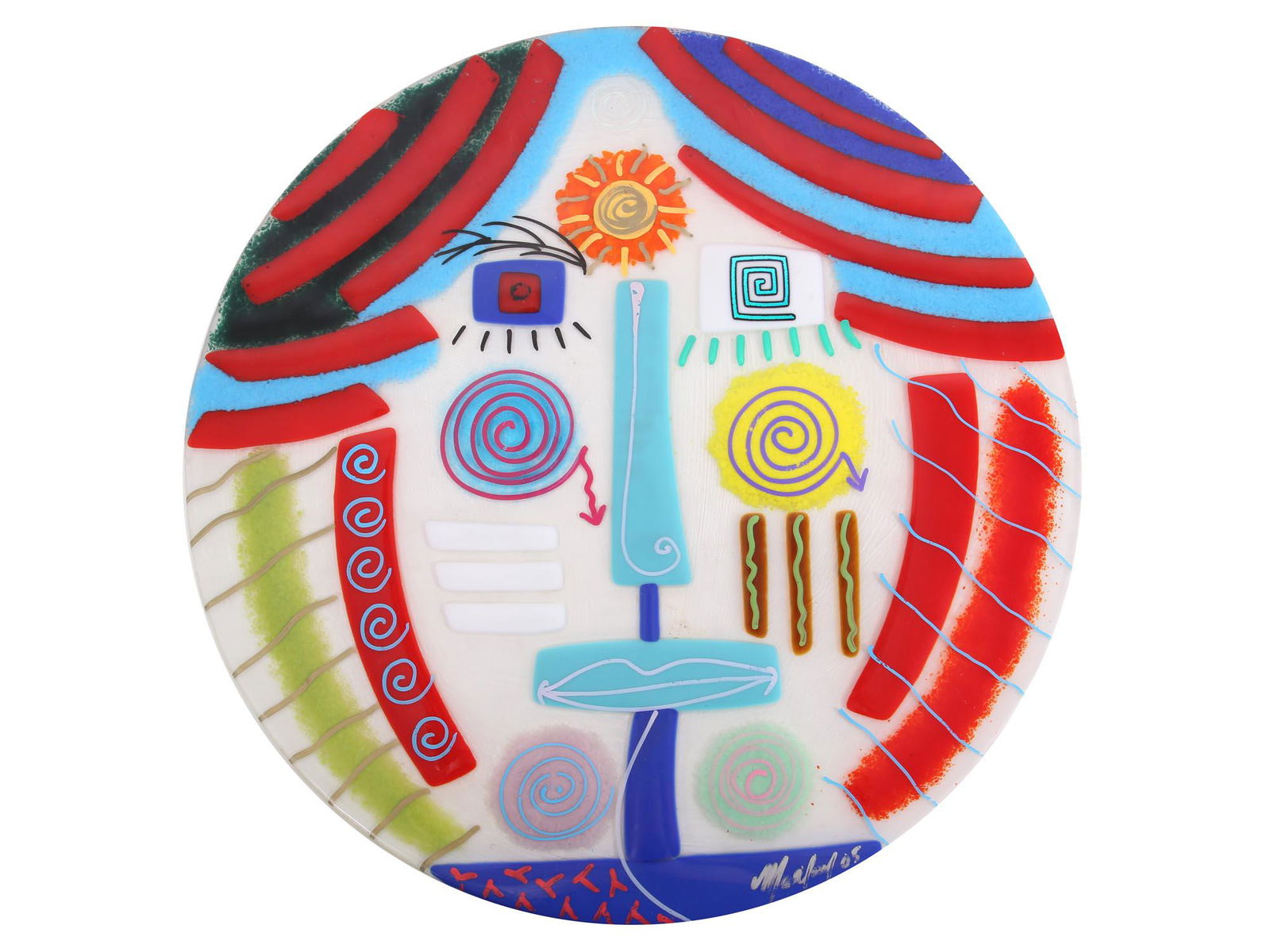 AN EXTRA LARGE DECORATIVE FUSED GLASS PLATE (1 of 5)