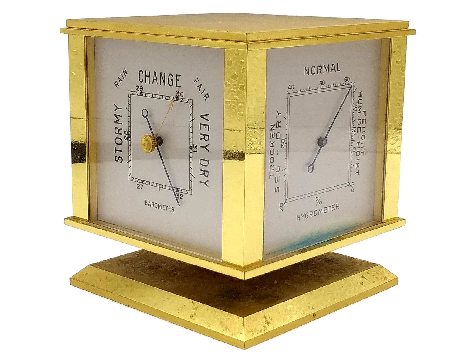 A VINTAGE BRASS TIFFANI DESKTOP WEATHER STATION (1 of 10)