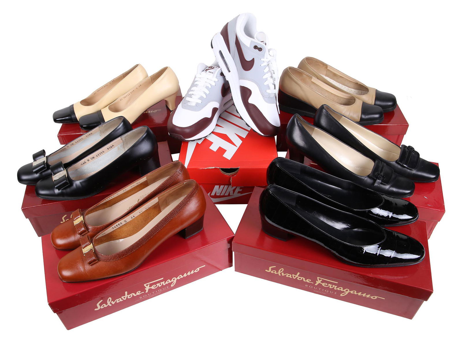 A LOT OF SALVATORE FERRAGAMO HEELS AND NIKE SHOES (1 of 10)
