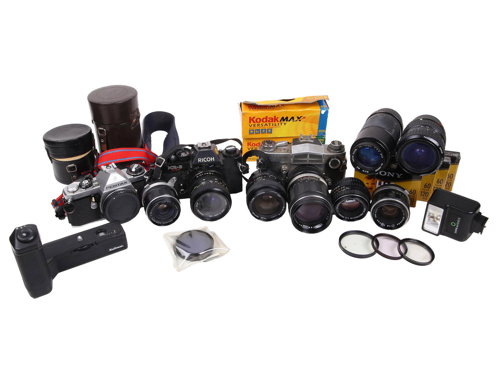 A LOT OF ASSORTED FILMS LENSES AND CAMERAS (1 of 5)