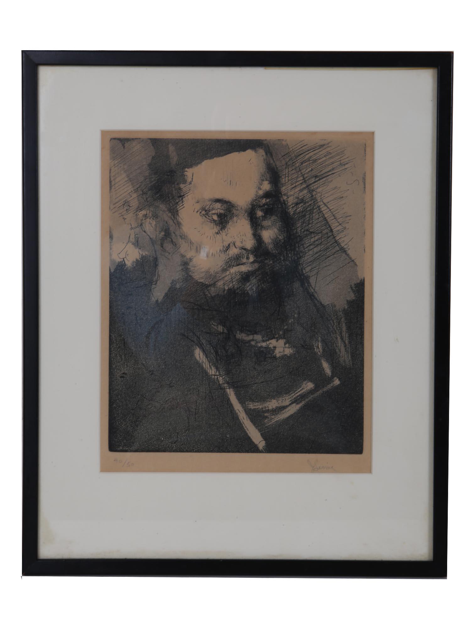 JACK LEVINE PORTRAIT OF A MAN INTAGLIO ETCHING (1 of 5)