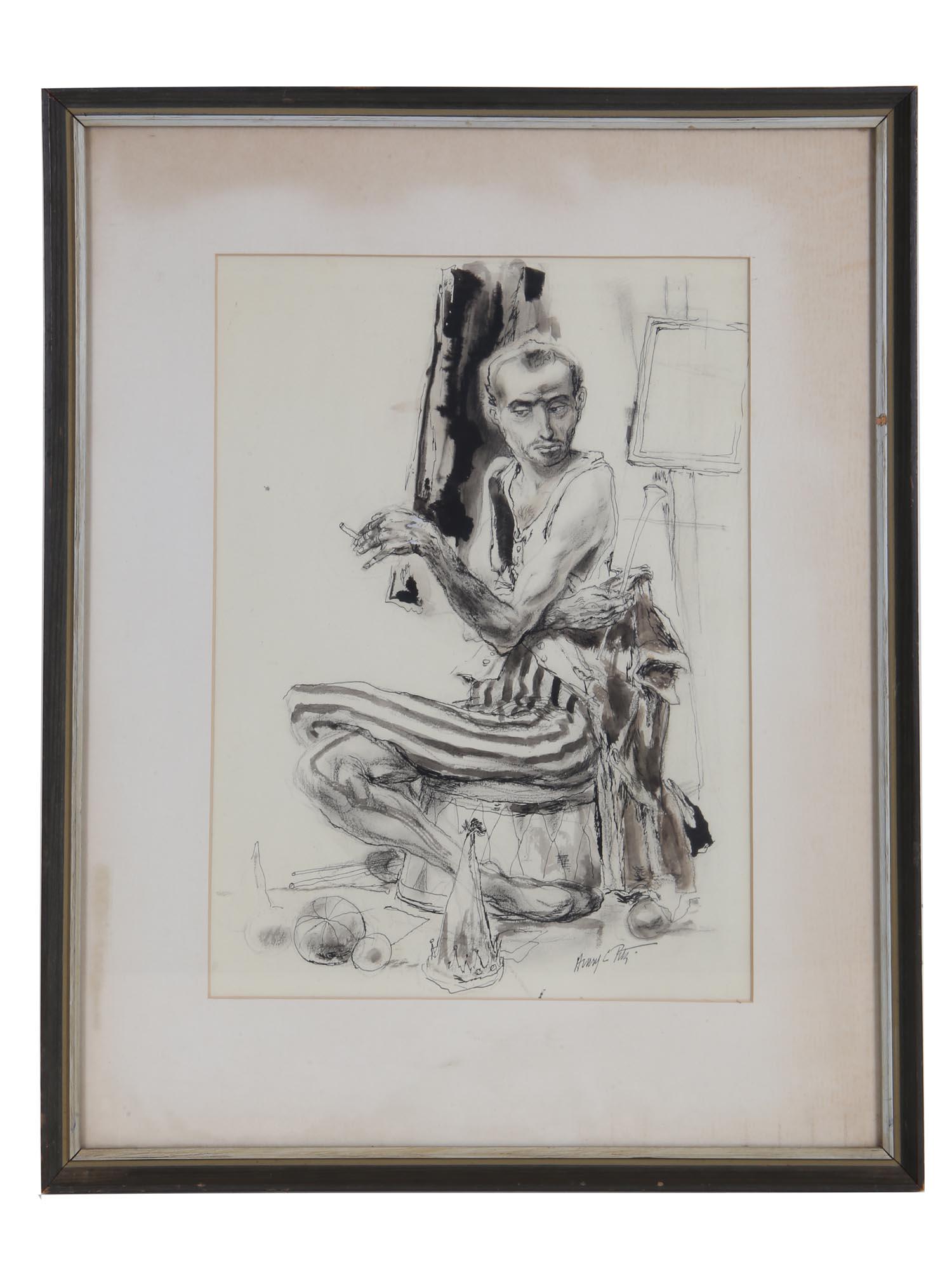 HENRY PITZ CONTEMPORARY ART DRAWING SIGNED FRAMED (1 of 5)