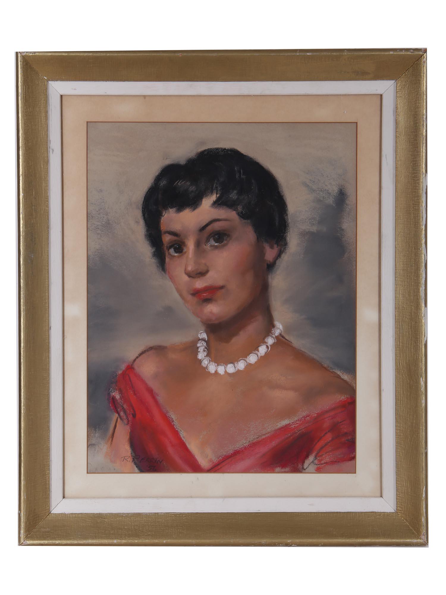 ROBERT PERRIN PASTEL PORTRAIT OF A LADY (1 of 4)