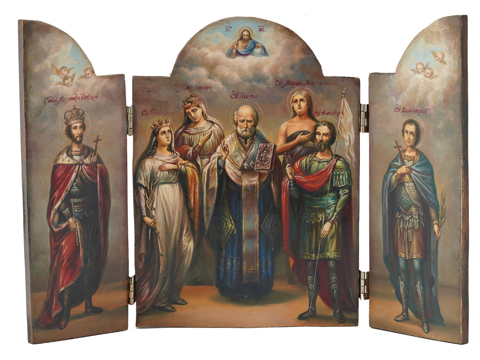 AN ANTIQUE RUSSIAN ORTHODOX ICON OF SAINTS (1 of 3)