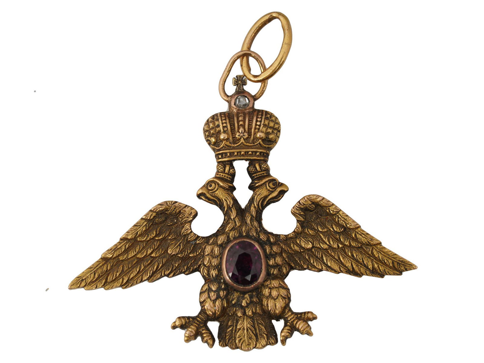 A RUSSIAN IMPERIAL EAGLE 56K GOLD, RUBY & DIAMOND (1 of 6)