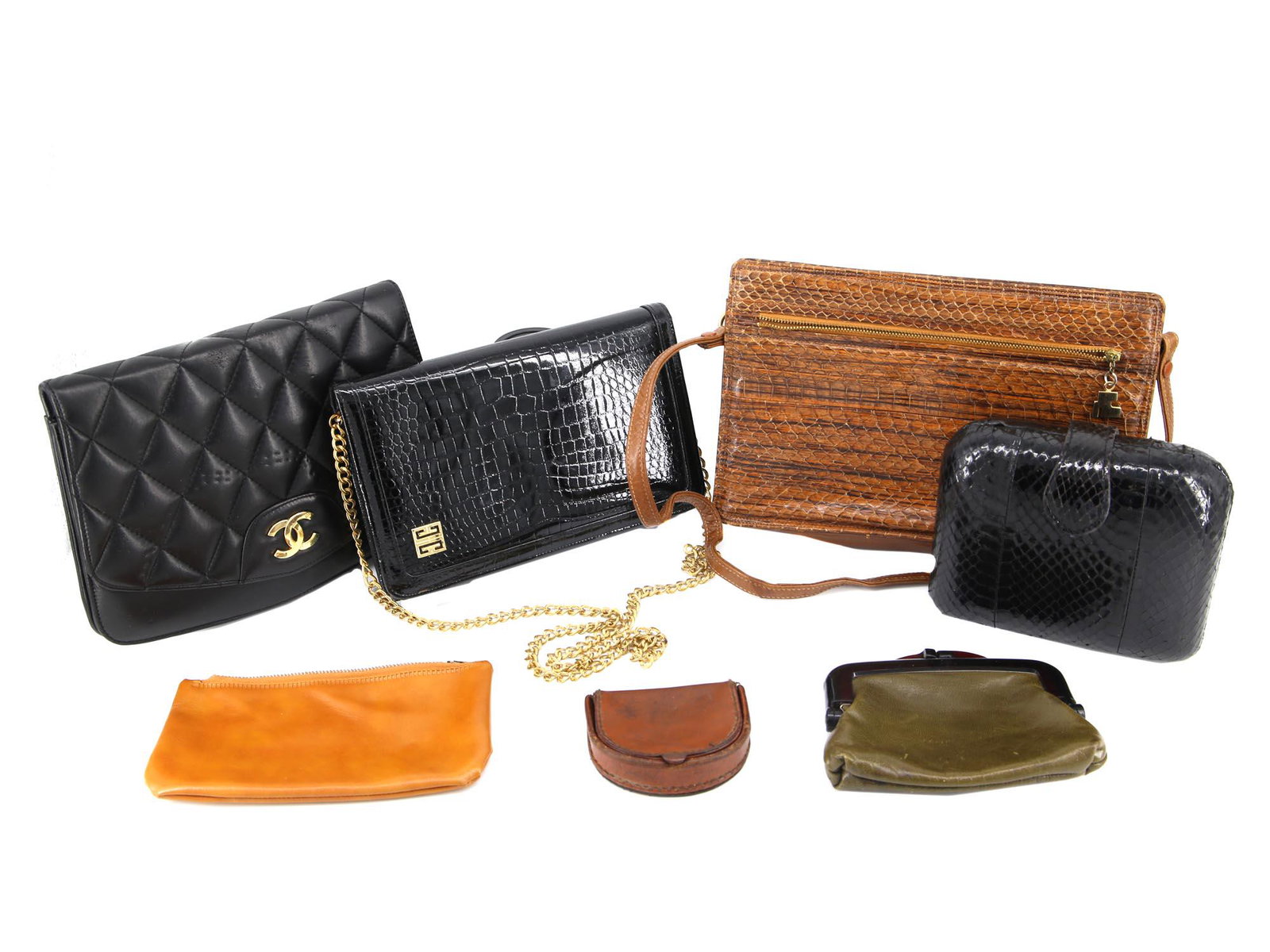 LOT OF SEVEN PURSES BAGS EMBOSSED LEATHER FINISH (1 of 7)