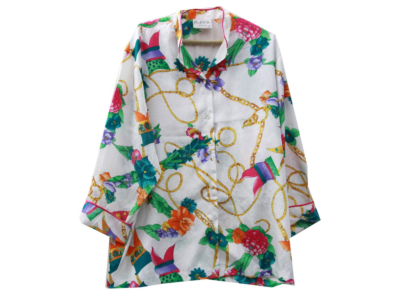 VINTAGE AMERICAN MARY MCFADDEN SILK BLOUSE SIZE M (1 of 4)