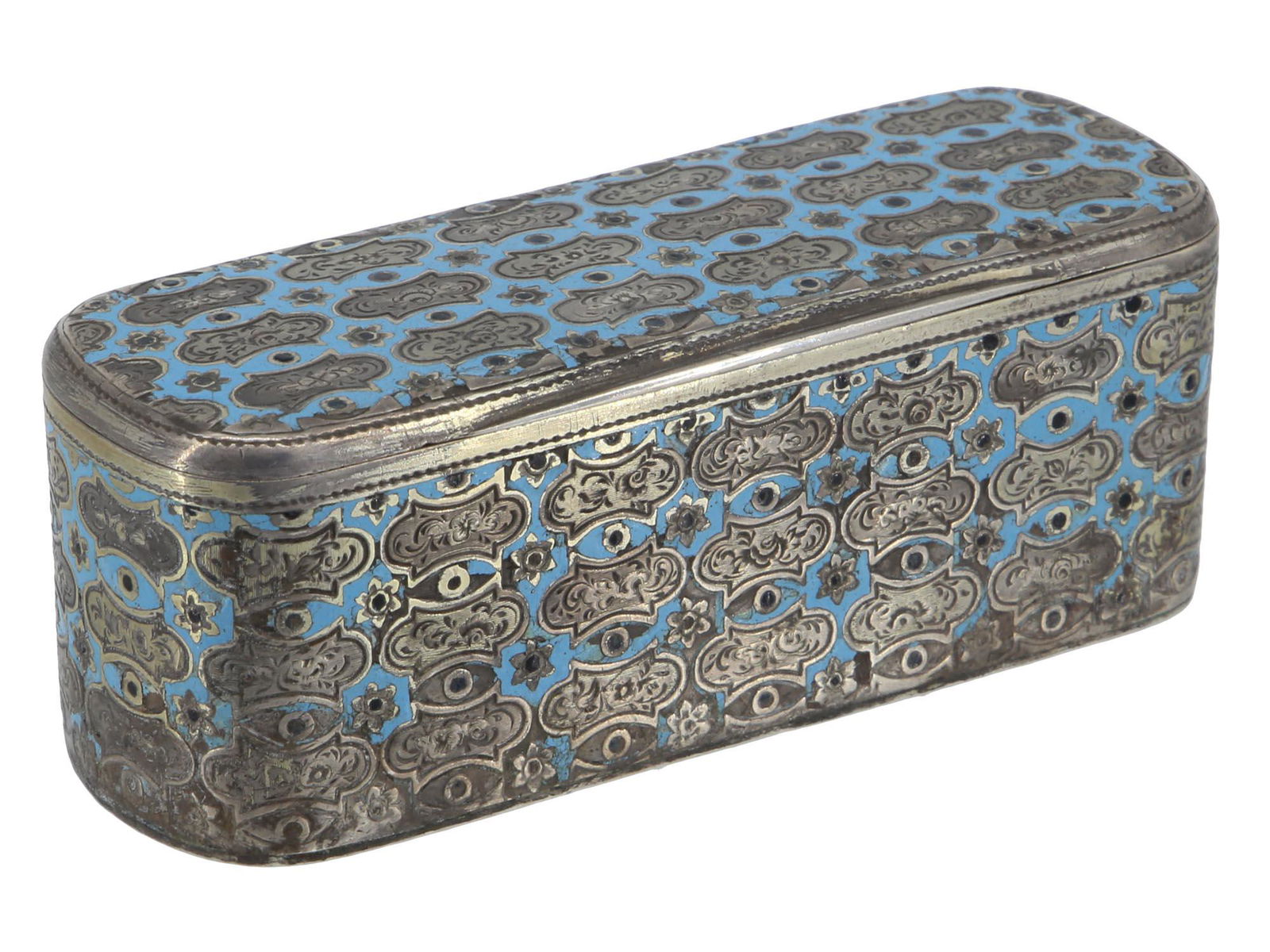 AN ANTIQUE RUSSIAN SILVER ENAMEL JEWELRY BOX (1 of 6)