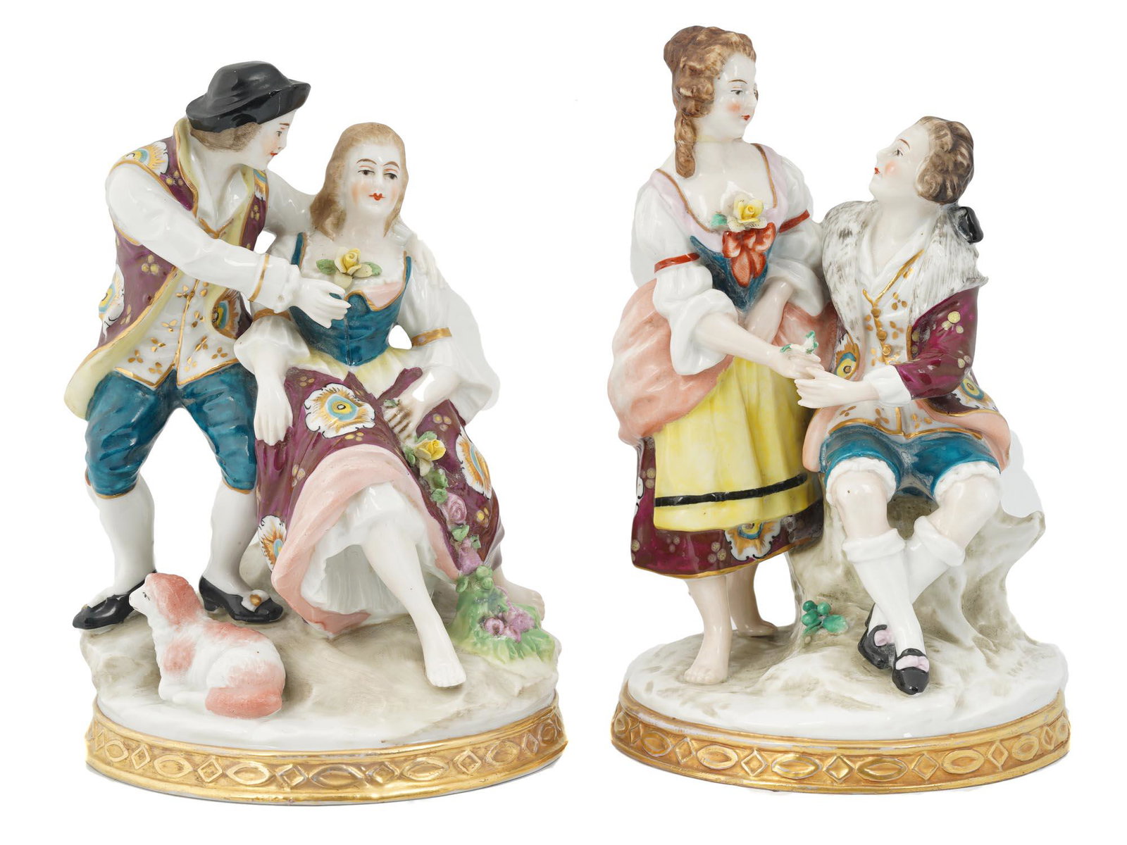 A PAIR OF GERMAN SITZENDORF PORCELAIN FIGURINES (1 of 6)